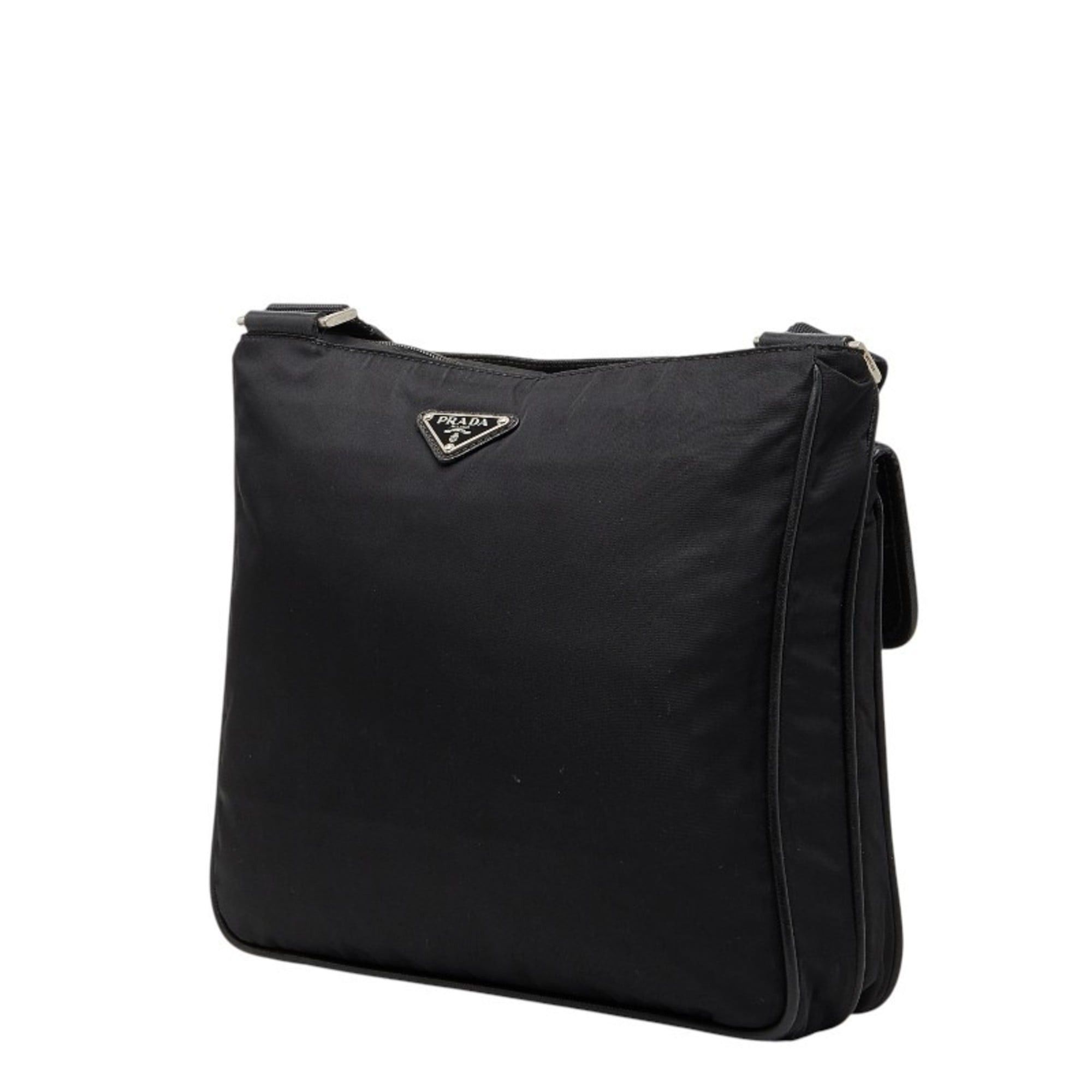 Prada Prada Triangle Logo Plate Shoulder Bag Black Nylon Leather Women's PRADA Size ONE SIZE - 2 Thumbnail