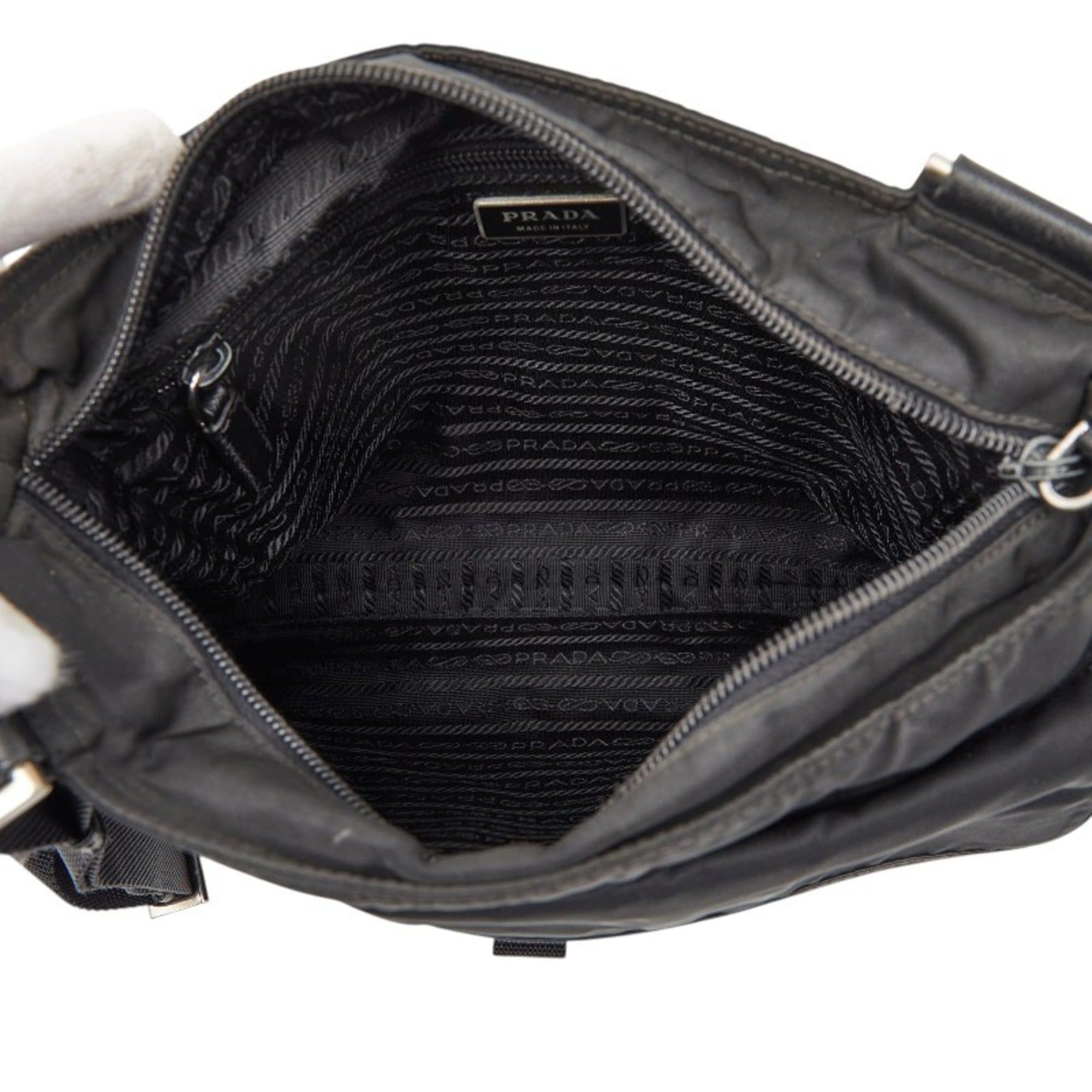 Prada Prada Triangle Logo Plate Shoulder Bag Black Nylon Leather Women's PRADA Size ONE SIZE - 9 Thumbnail