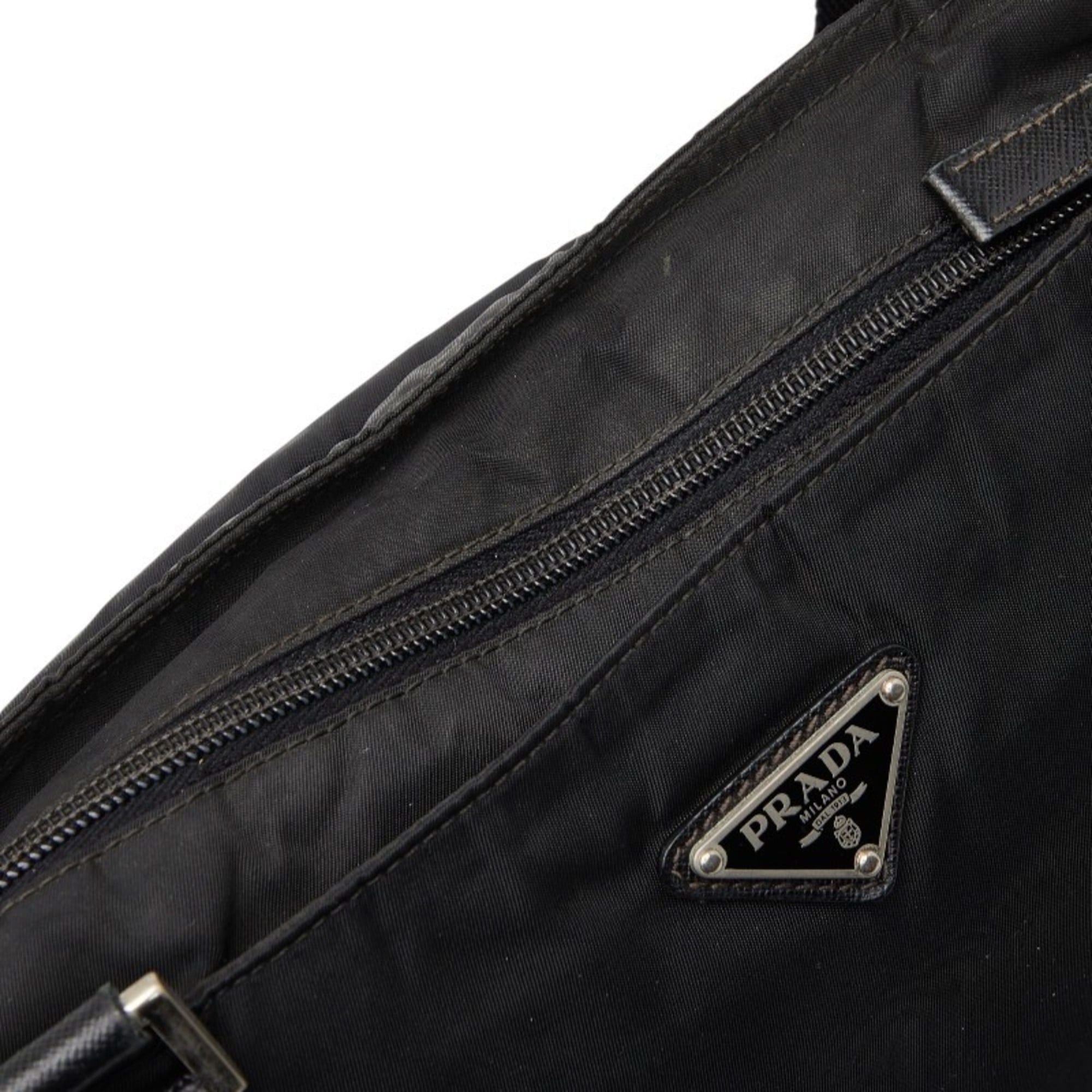 Prada Prada Triangle Logo Plate Shoulder Bag Black Nylon Leather Women's PRADA Size ONE SIZE - 8 Thumbnail