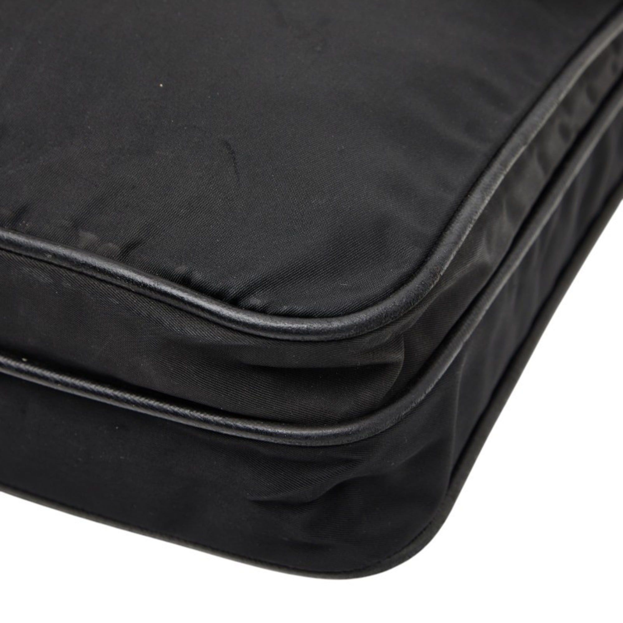 Prada Prada Triangle Logo Plate Shoulder Bag Black Nylon Leather Women's PRADA Size ONE SIZE - 4 Thumbnail