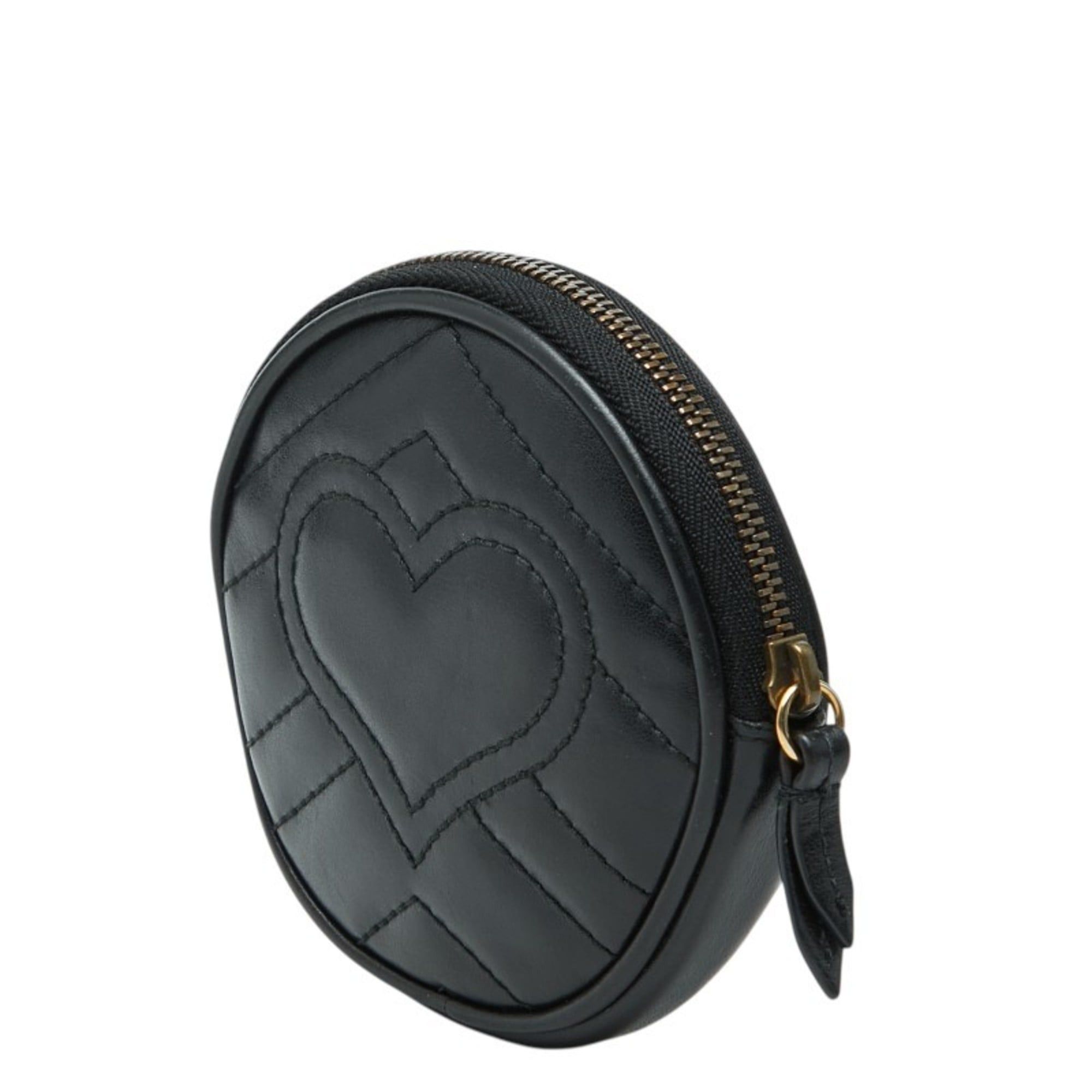 Gucci Gucci GG Marmont Quilted Heart Wallet/Coin Case 575160 Black Leather Women's GUCCI Size ONE SIZE - 2 Thumbnail