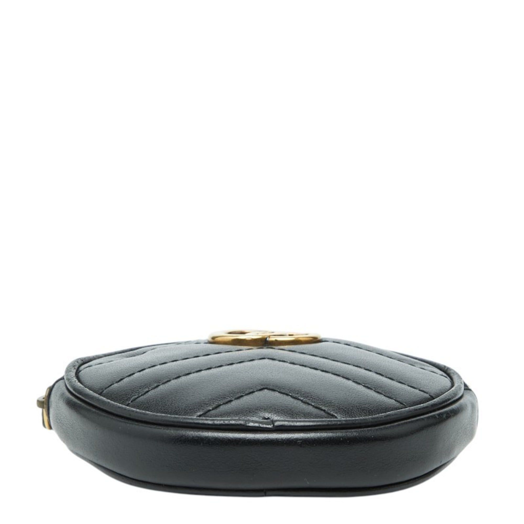 Gucci Gucci GG Marmont Quilted Heart Wallet/Coin Case 575160 Black Leather Women's GUCCI Size ONE SIZE - 3 Thumbnail
