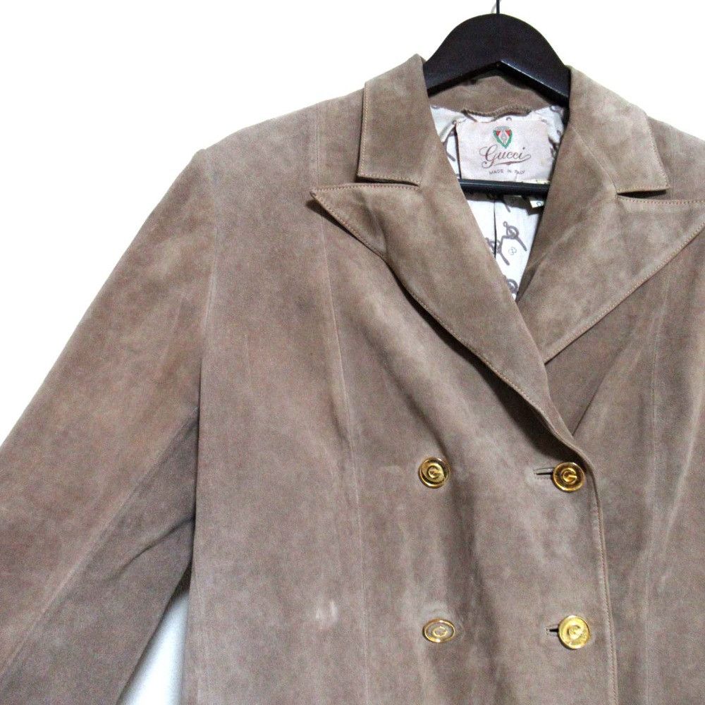 Gucci Gucci Gucci Vintage Logo Button Suede Leather Double-Breasted Jacket Leather Outerwear DUTY FREE for USA Size ONE SIZE - 3 Thumbnail
