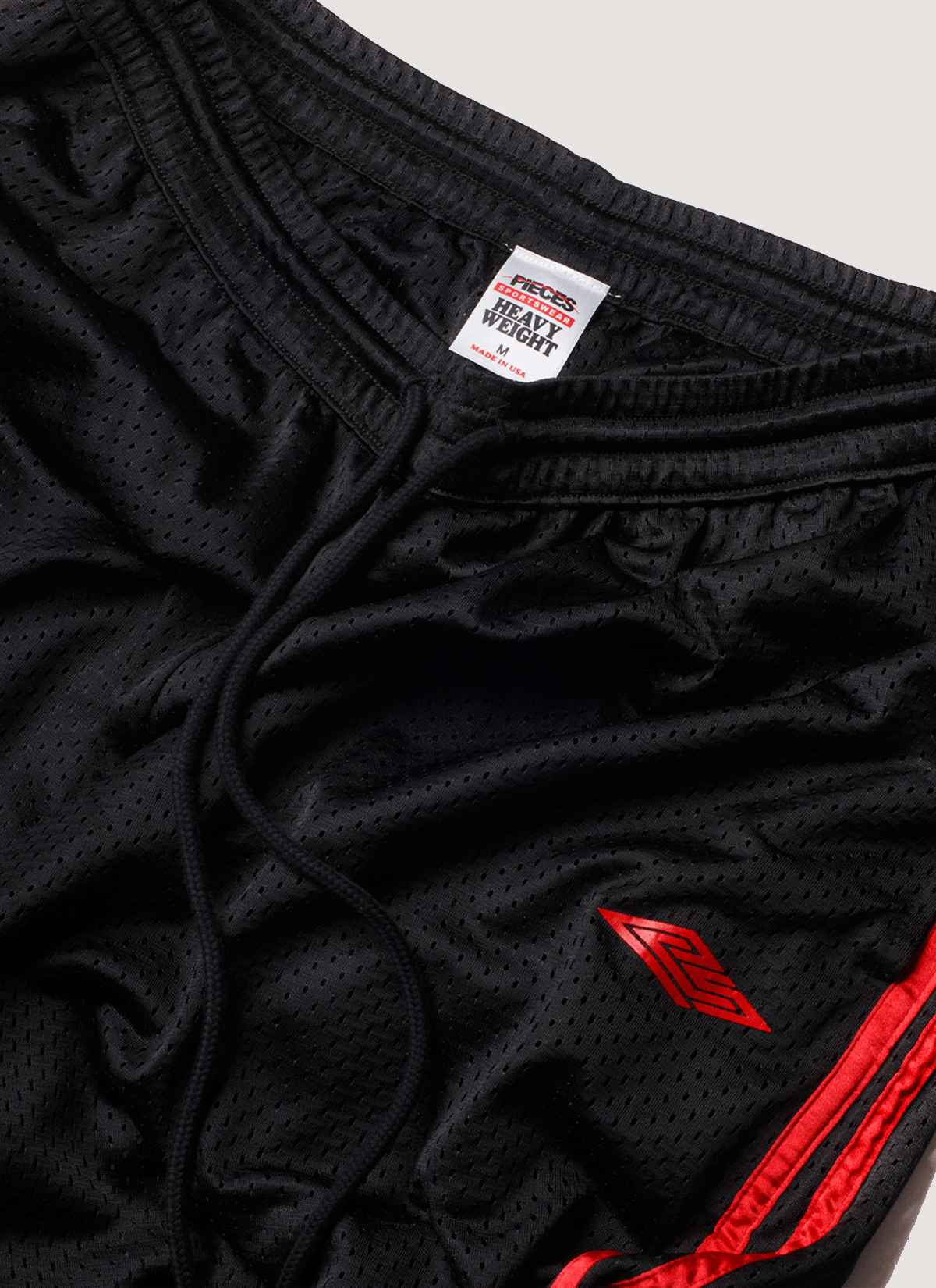 Other Pieces Elongated Mesh Shorts Black Red Size US 30 / EU 46 - 3 Thumbnail