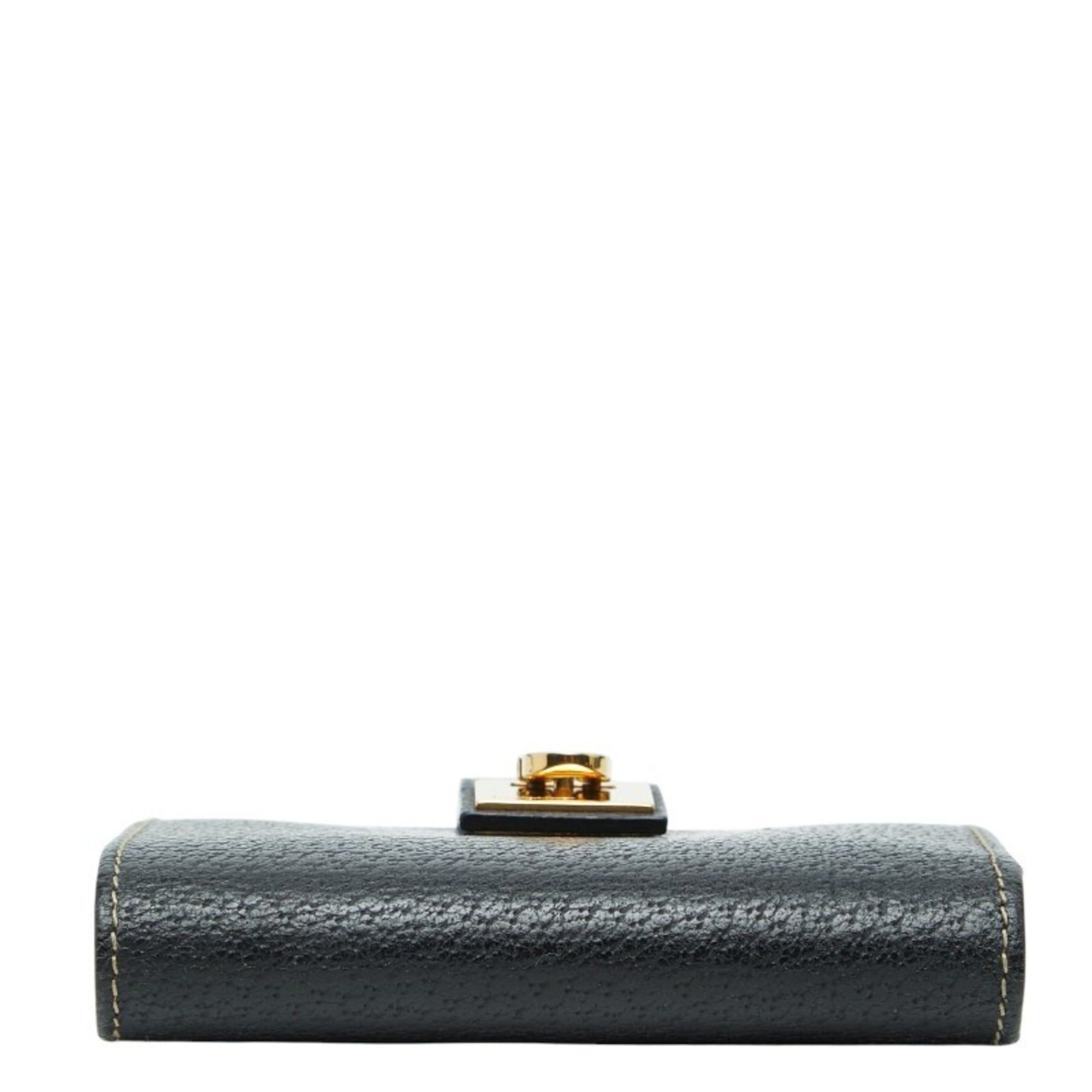 Salvatore Ferragamo Salvatore Ferragamo Gancini Bifold Wallet in Black Leather with Gold Hardware, Women's Size ONE SIZE - 3 Thumbnail