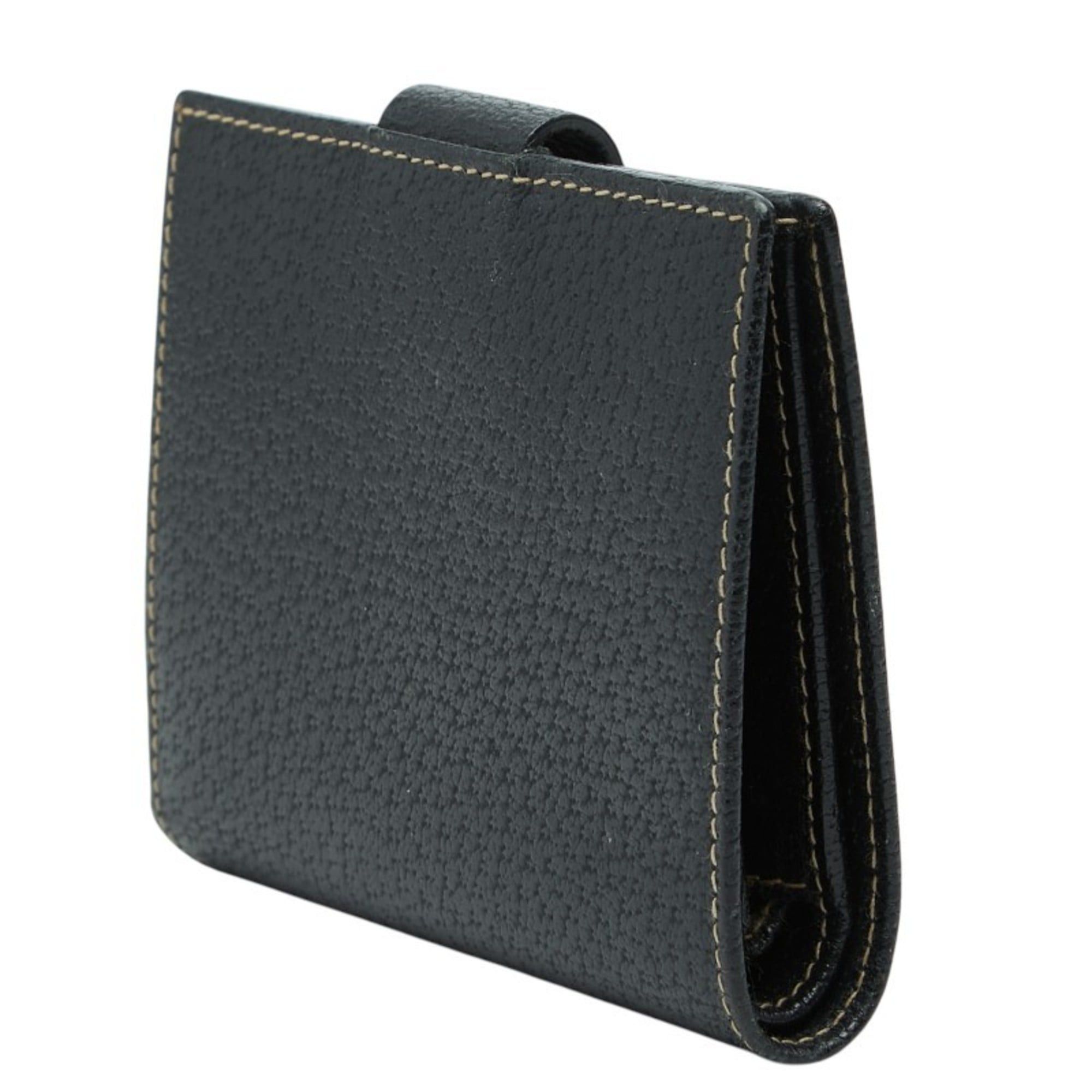 Salvatore Ferragamo Salvatore Ferragamo Gancini Bifold Wallet in Black Leather with Gold Hardware, Women's Size ONE SIZE - 2 Thumbnail