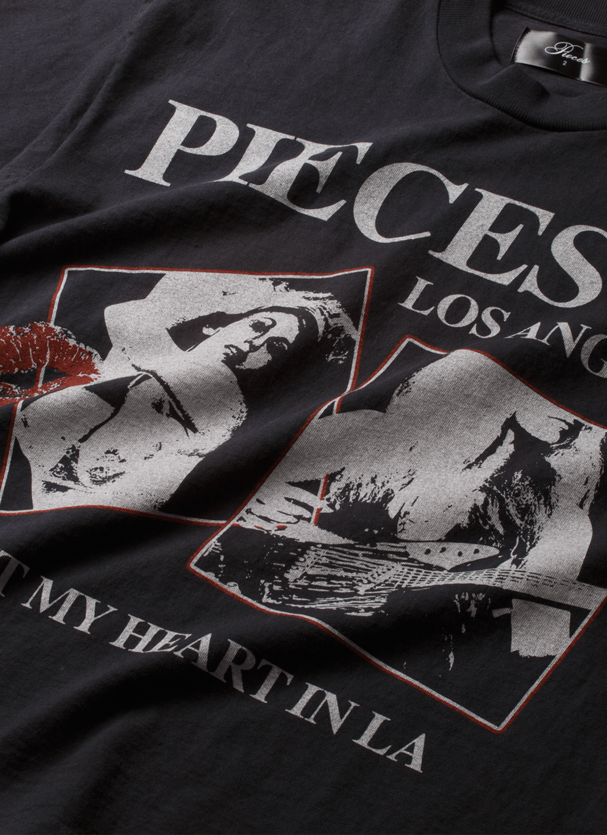 Other Pieces Left My Heart Tee Off Black Size US XL / EU 56 / 4 - 3 Thumbnail