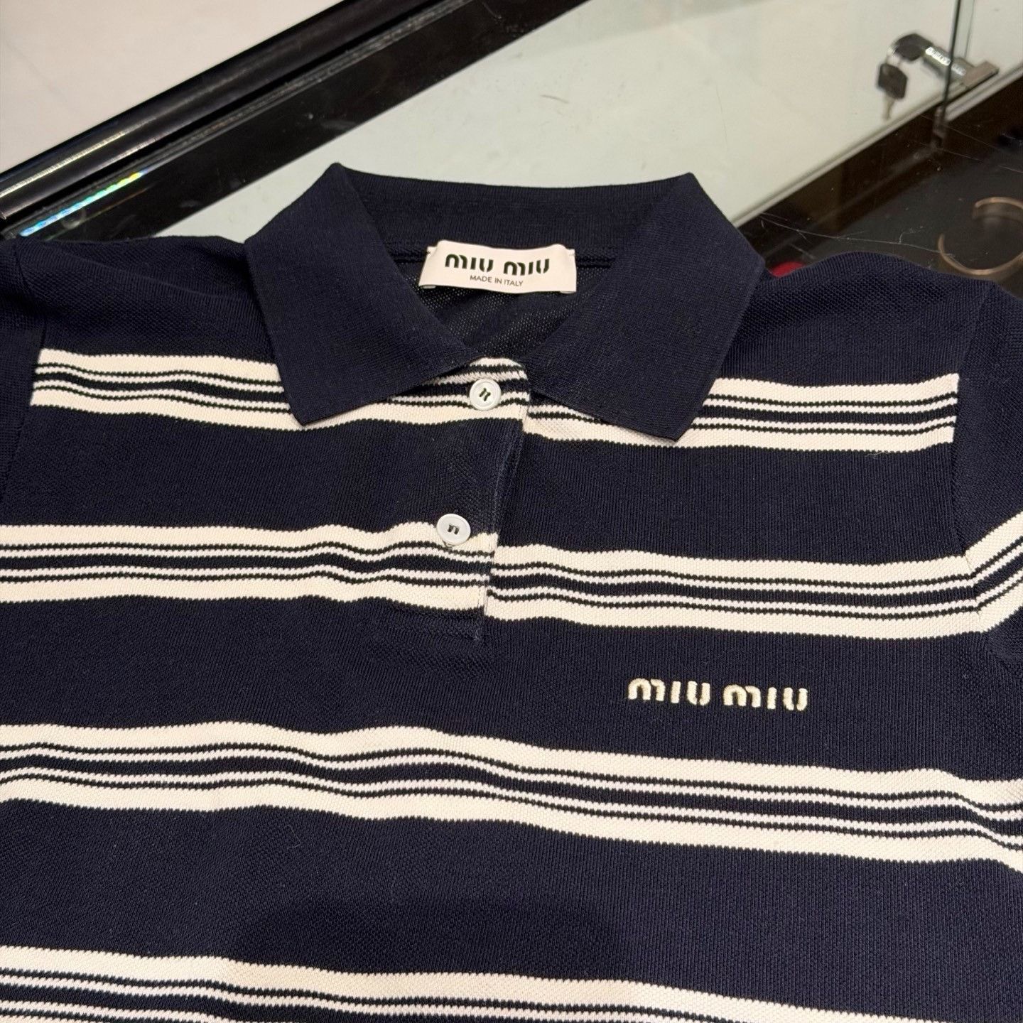 Miu Miu Miu Miu Striped Short Polo Shirt Size S / US 4 / IT 40 - 3 Thumbnail