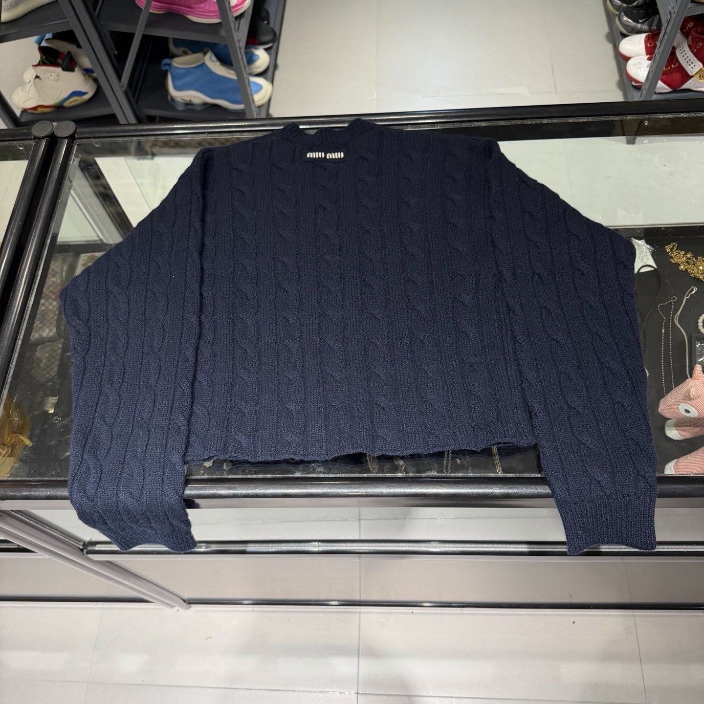 Miu Miu Miu Miu Navy Cable Knit Sweater Size XS / US 0-2 / IT 36-38 - 7 Thumbnail