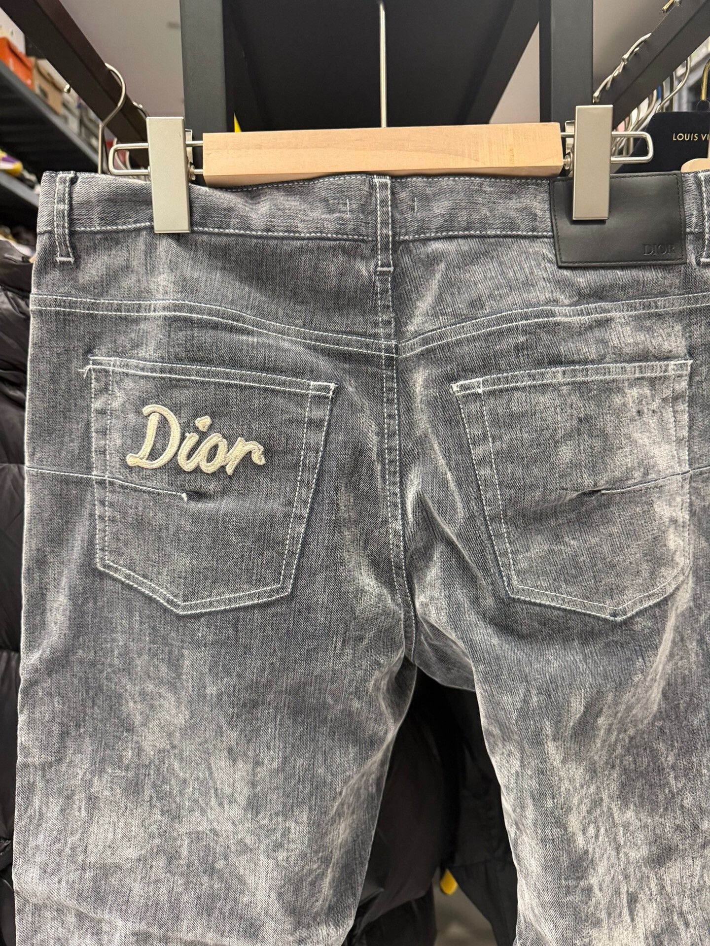 Dior Dior Gray Velvet Embroidered Logo Jeans Size US 28 / EU 44 - 3 Thumbnail