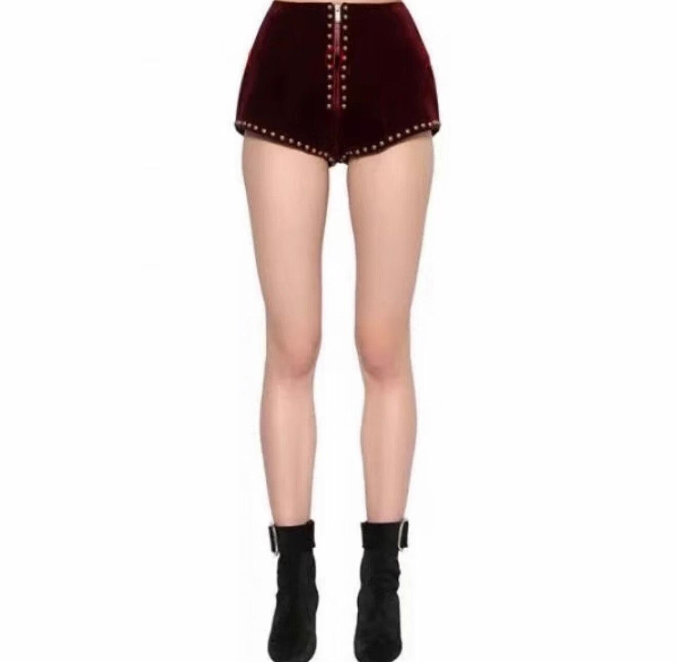 Saint Laurent Paris Saint Laurent Velvet Studded Mini Shorts Size 38" / US 16 / IT 52 - 4 Thumbnail