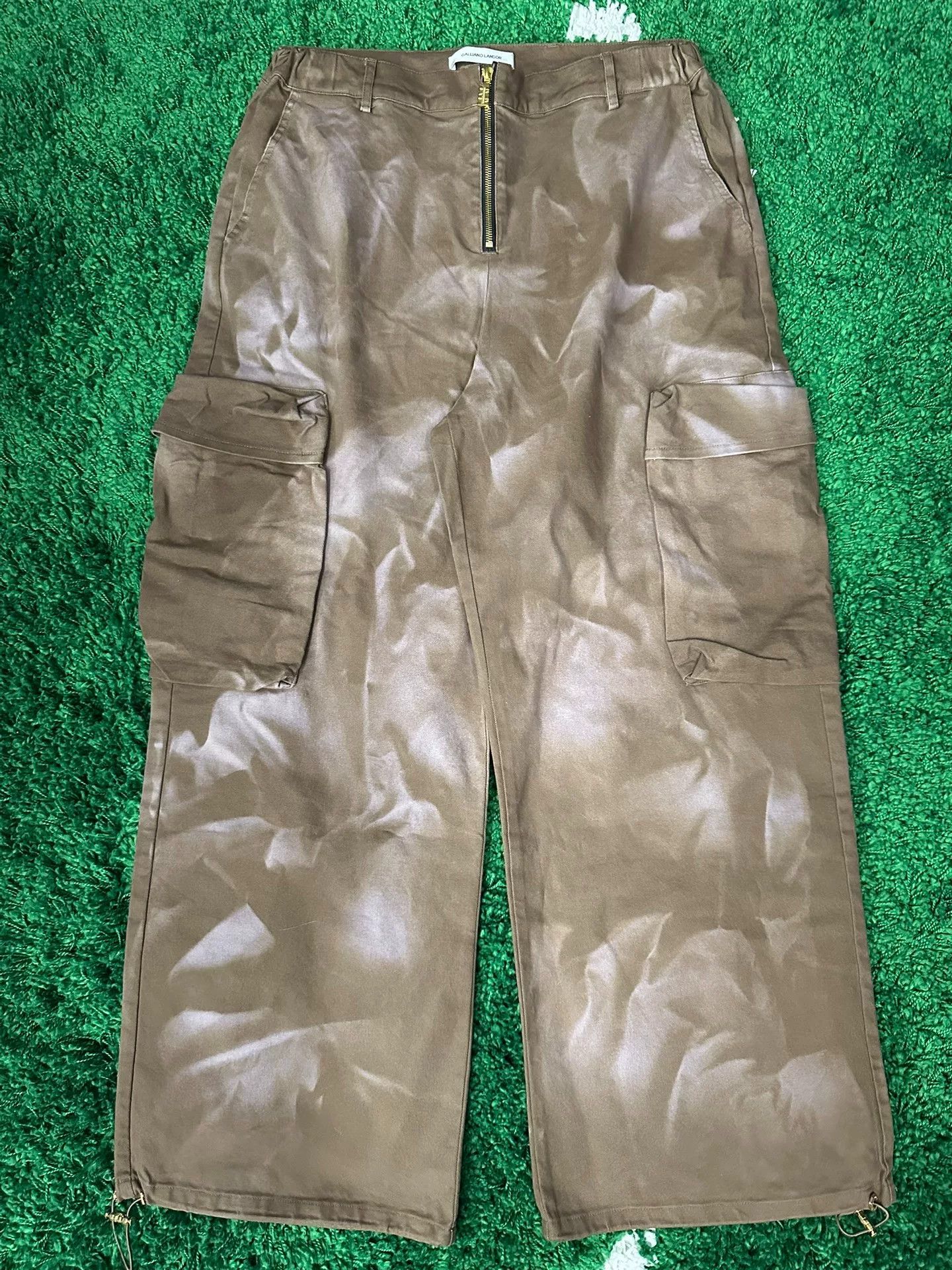 John Galliano GALLIANO LANDOR Water Ripple Cargo Wide-Leg Pants Size US 26 / EU 42 - 3 Thumbnail