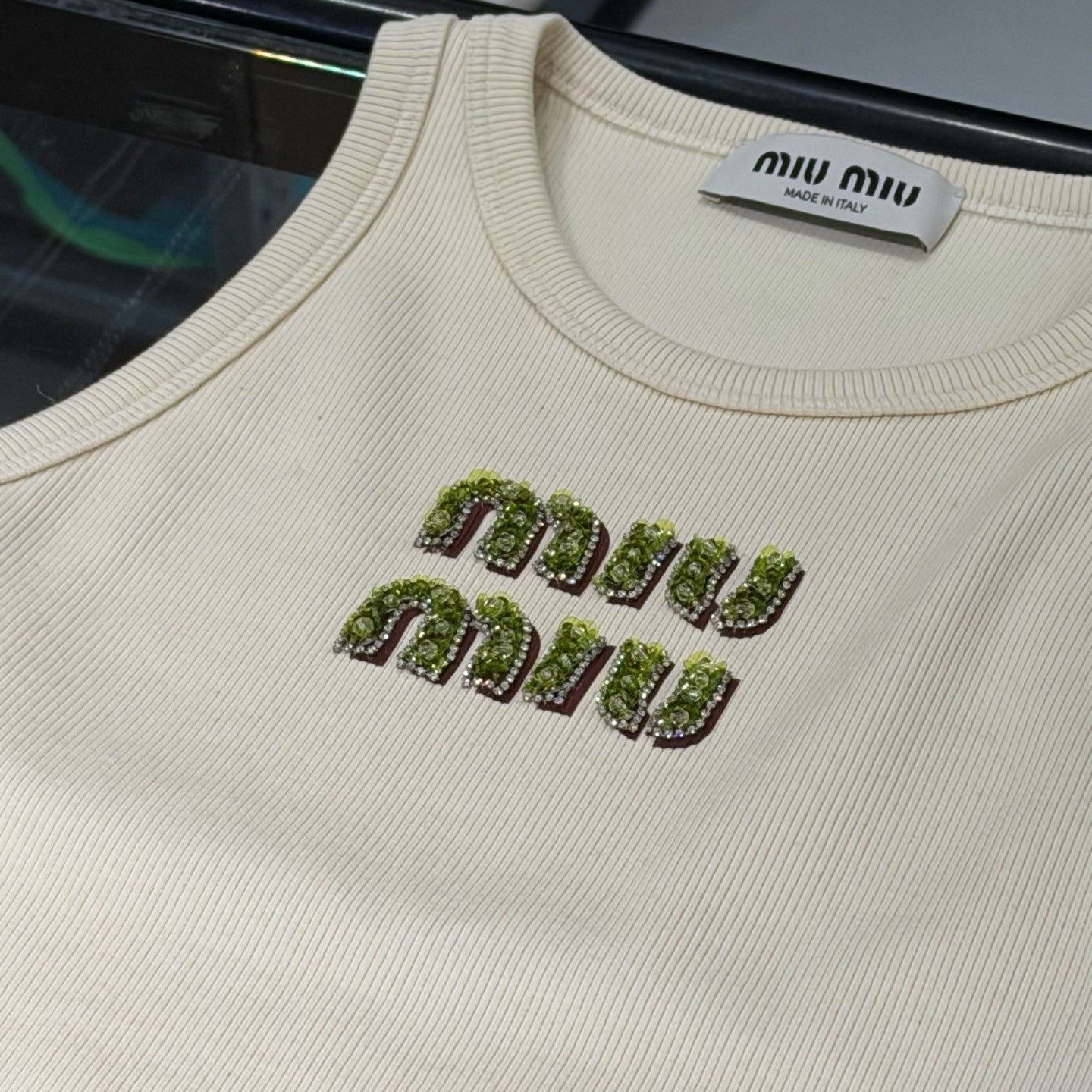 Miu Miu Miu Miu Beaded Tank Top Large Logo Size S / US 4 / IT 40 - 3 Thumbnail
