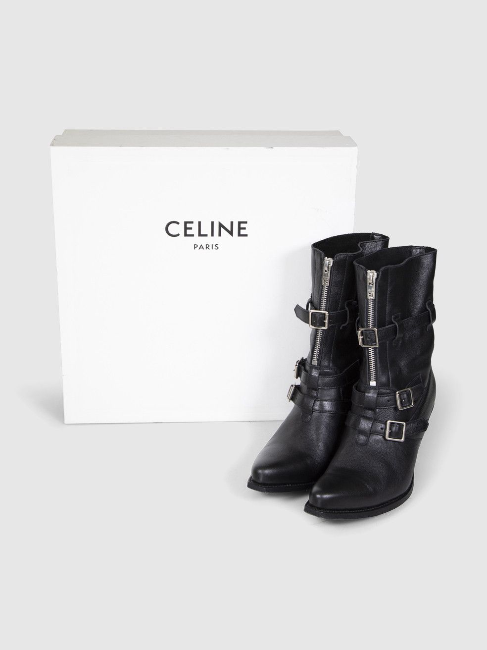 Celine Black Leather Pointed Toe Berlin Boots Size US 7 / IT 37 - 3 Thumbnail