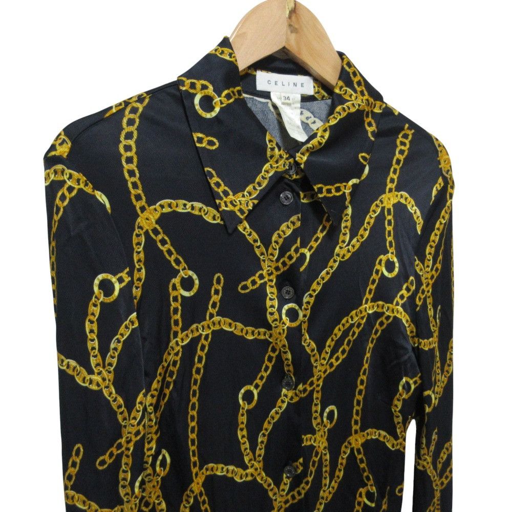 Celine Celine Chain Pattern Stretch Shirt Textile Tops DUTY FREE for USA