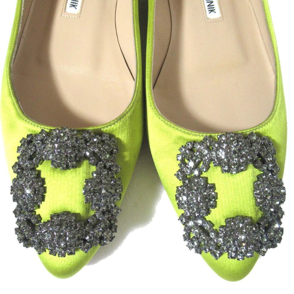Manolo Blahnik Manolo Blahnik Manolo Blahnik Hangisi Satin Flat Shoes Textile Shoes DUTY FREE for USA Size ONE SIZE - 4 Thumbnail