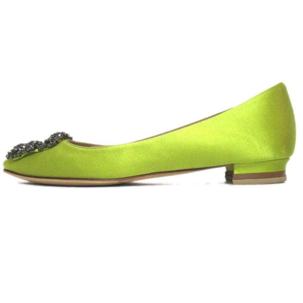 Manolo Blahnik Manolo Blahnik Manolo Blahnik Hangisi Satin Flat Shoes Textile Shoes DUTY FREE for USA Size ONE SIZE - 2 Thumbnail