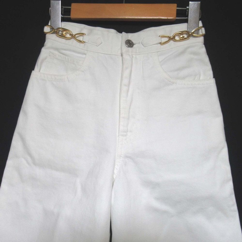 Celine Celine Celine Triomphe Signature Denim Wide Pants Textile Jeans N287 792D DUTY FREE for USA Size ONE SIZE - 3 Thumbnail