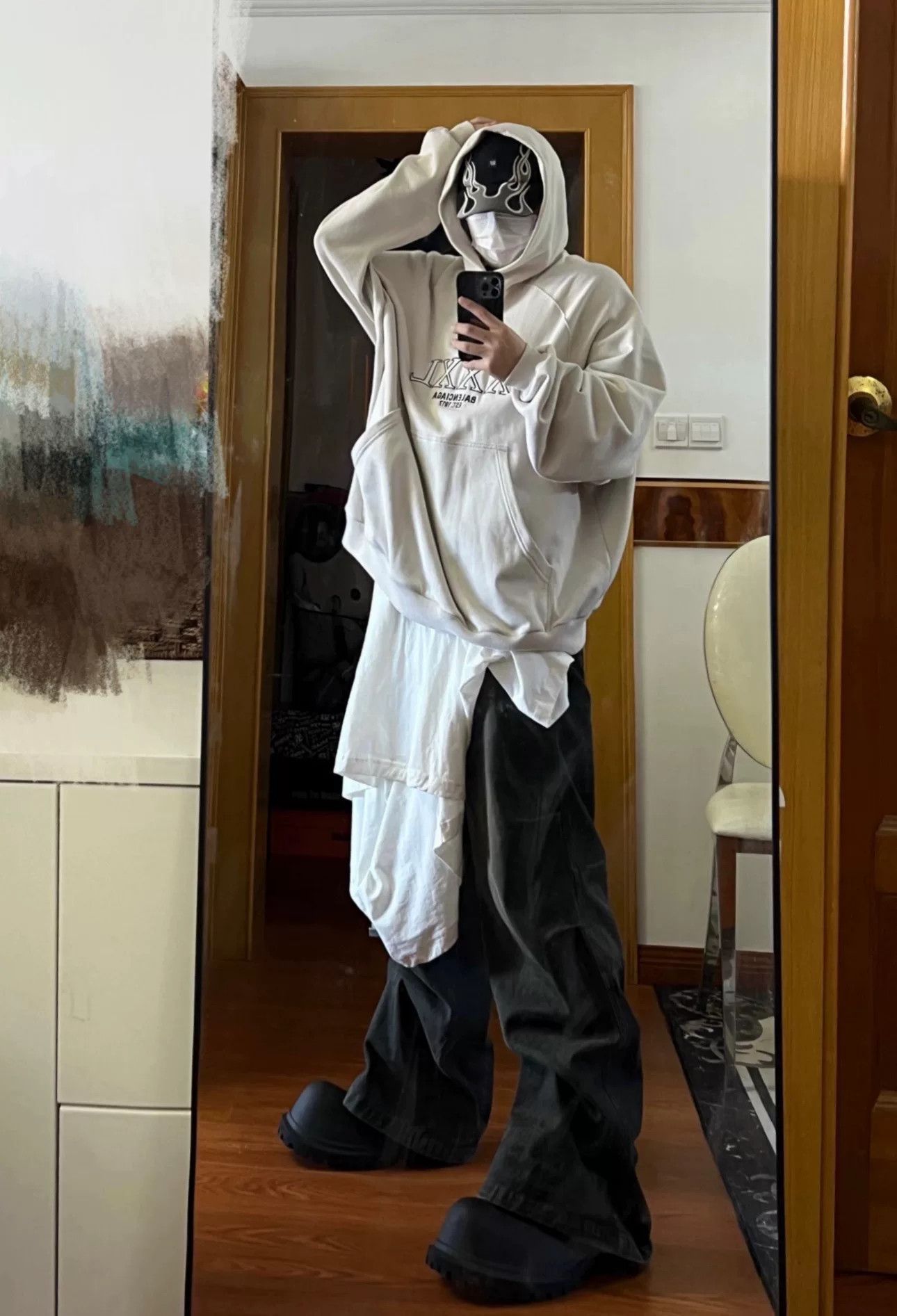 Balenciaga Balenciaga 3XL White Fake Two-Piece Hoodie Size US L / EU 52-54 / 3 - 3 Thumbnail