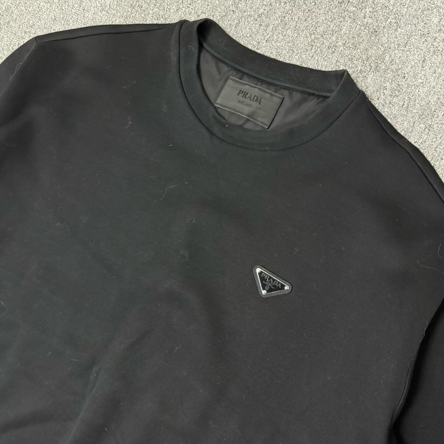 Prada Prada Black Triangle Logo Crewneck Sweatshirt Size US M / EU 48-50 / 2 - 3 Thumbnail