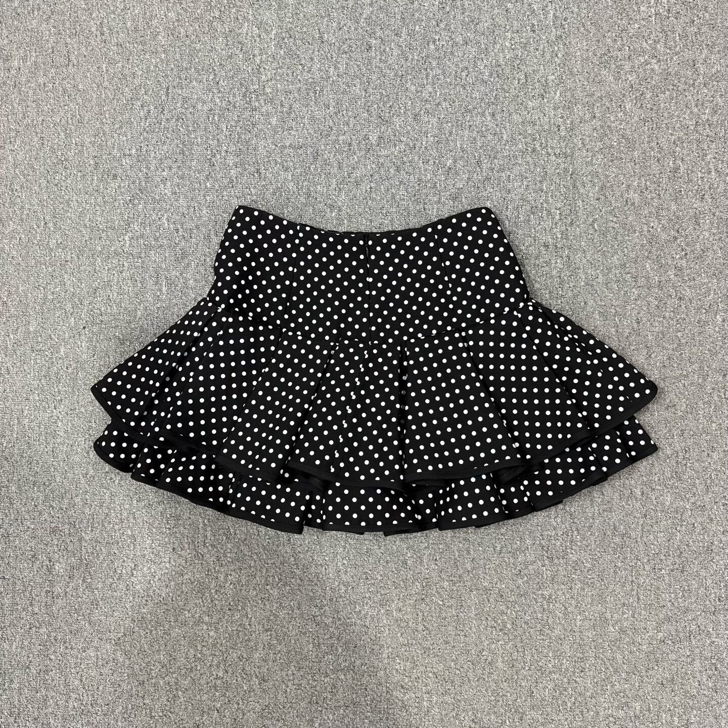 Valentino Valentino Black Polka Dot Silk-Wool Skirt Size 40" / US 18 - 2 Thumbnail