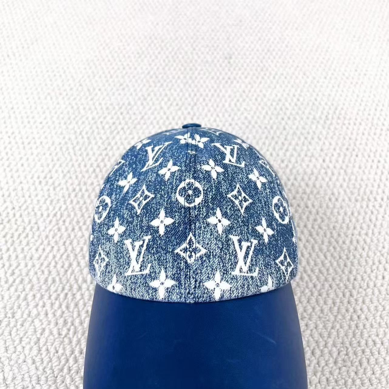 Louis Vuitton Louis Vuitton Blue Denim Leather Baseball Cap Size ONE SIZE - 3 Thumbnail