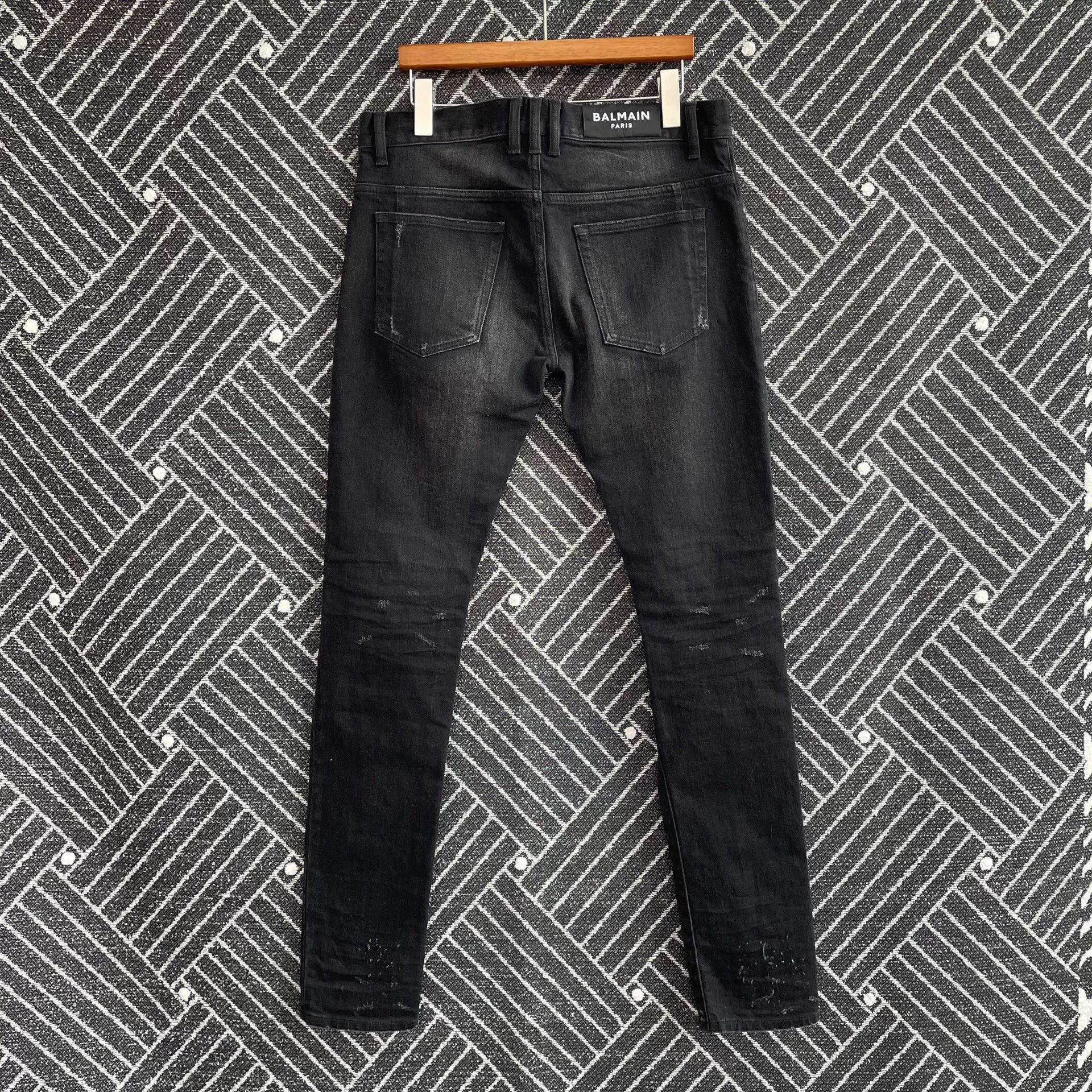 Balmain Balmain Black Silver Washed Distressed Jeans Size US 32 / EU 48 - 2 Thumbnail