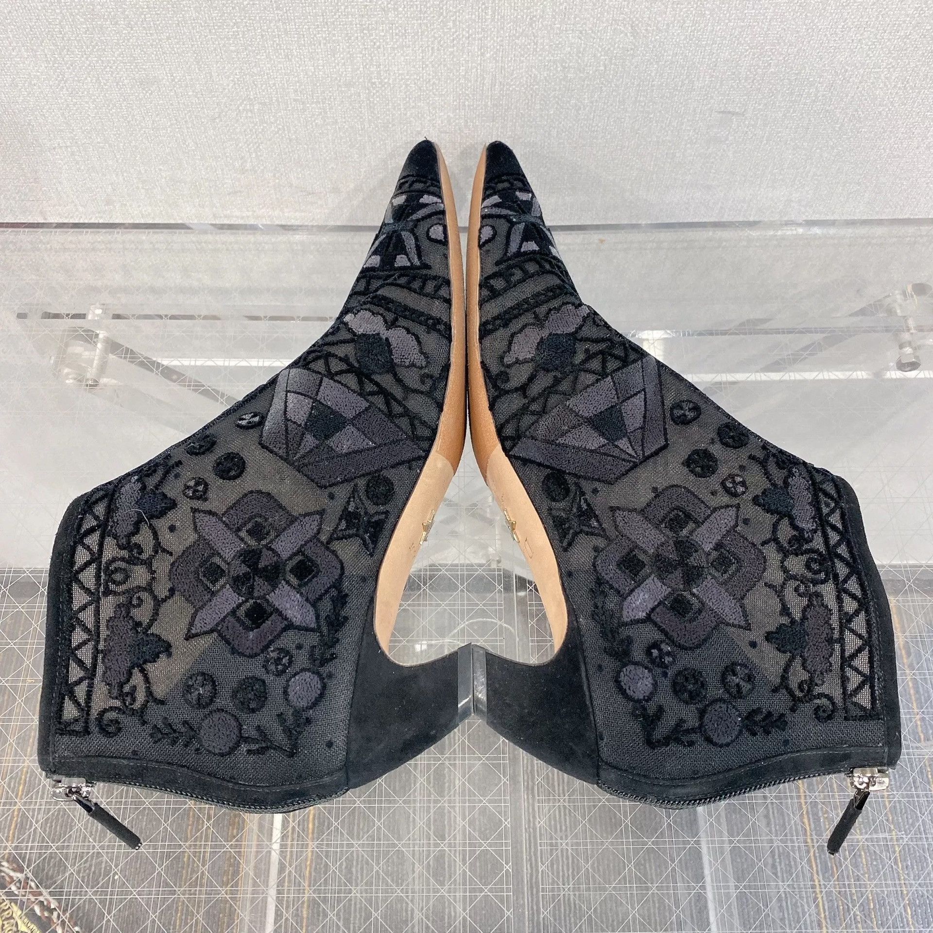 Dior Dior Black Velvet Low-Heel Ankle Boots Size US 6.5 / IT 36.5 - 4 Thumbnail