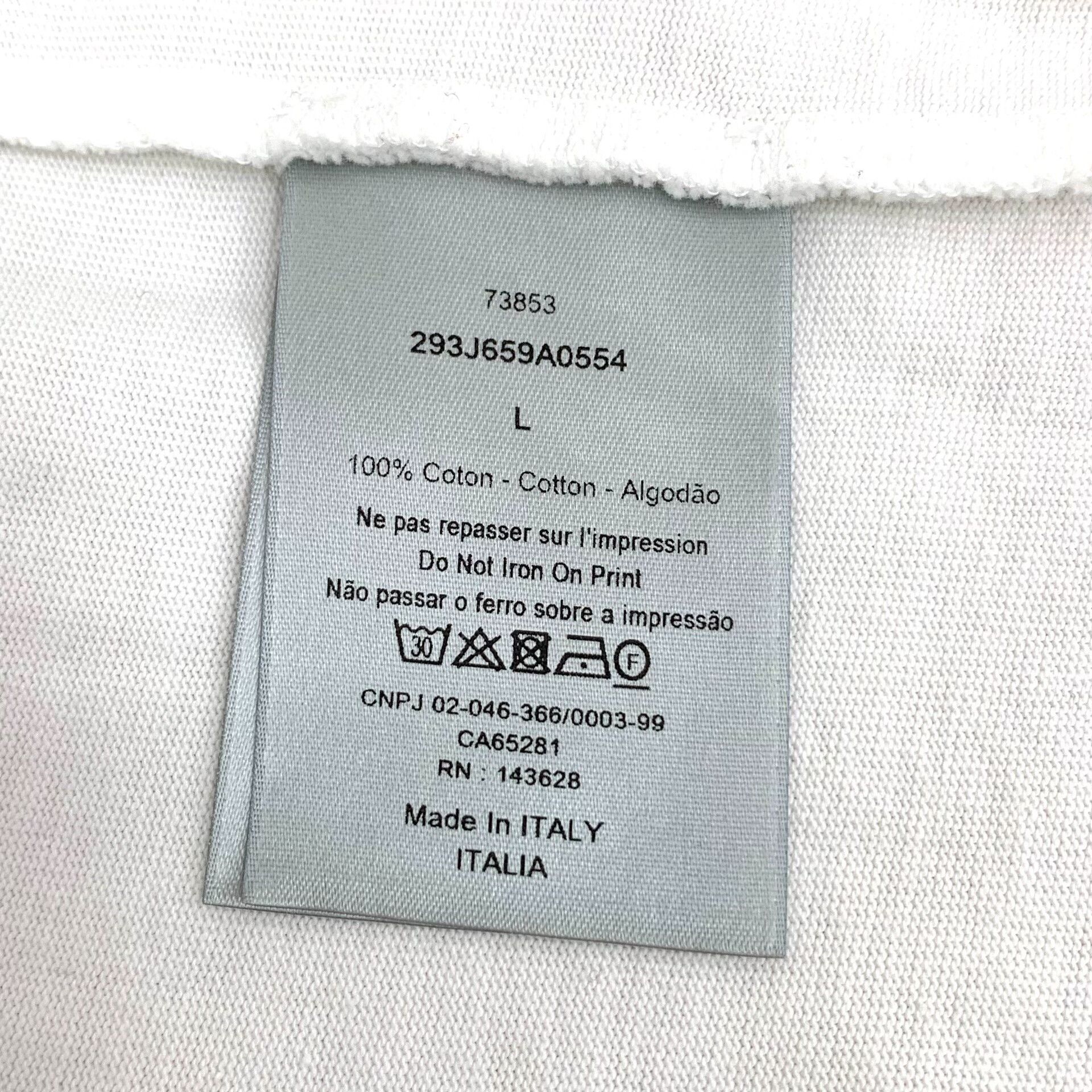 Dior Dior White Logo Striped Cotton T-shirt Size US L / EU 52-54 / 3 - 7 Thumbnail