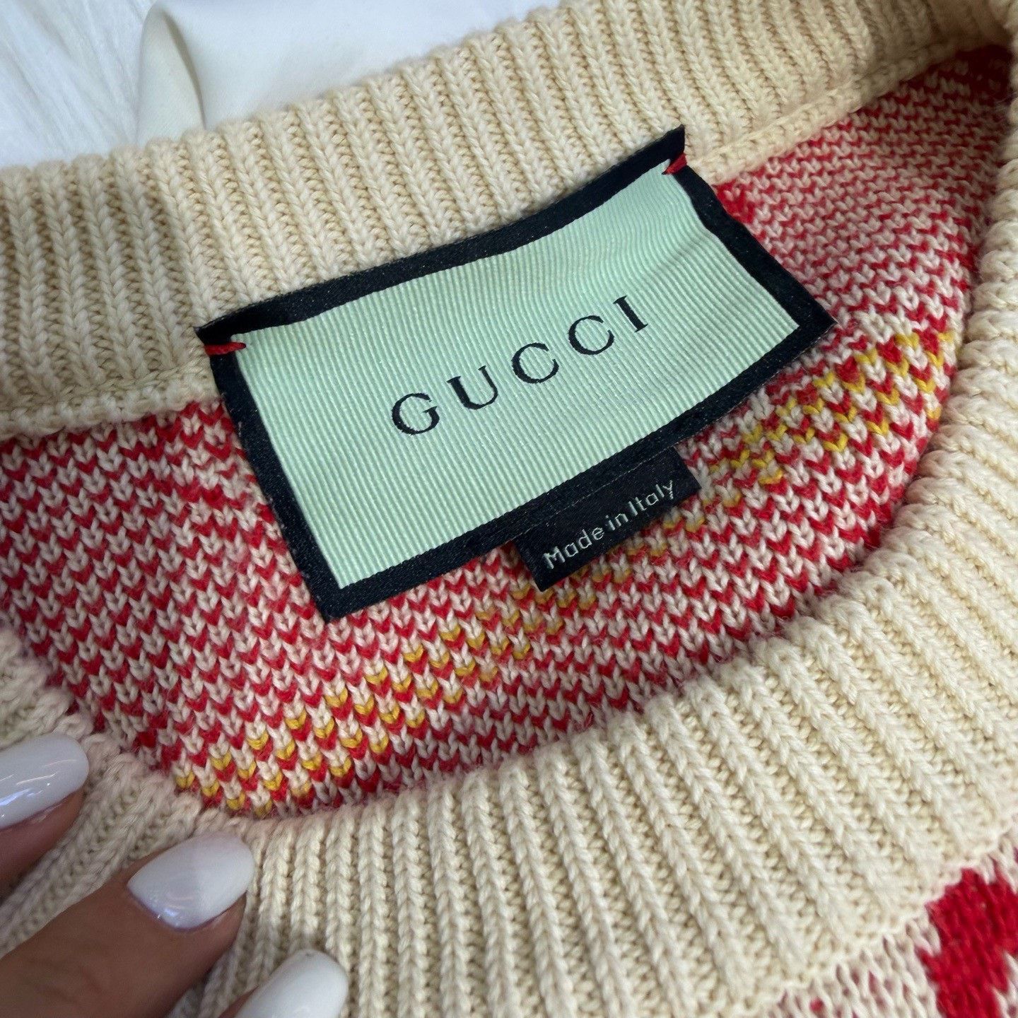 Gucci Gucci Cream Apple Knit Sweater Size XS / US 0-2 / IT 36-38 - 3 Thumbnail