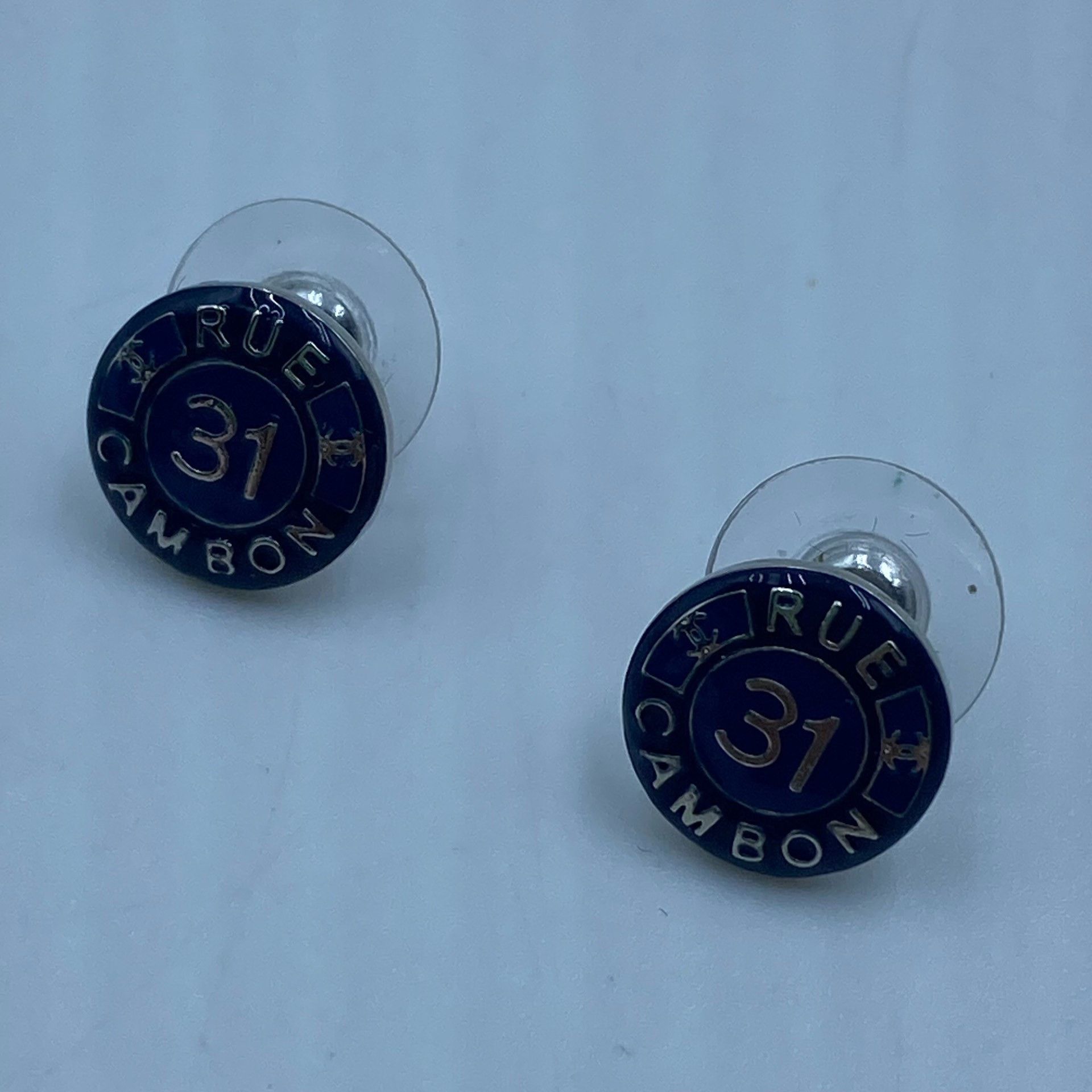 Chanel Chanel Dark Blue Enamel Earrings Size ONE SIZE - 2 Thumbnail