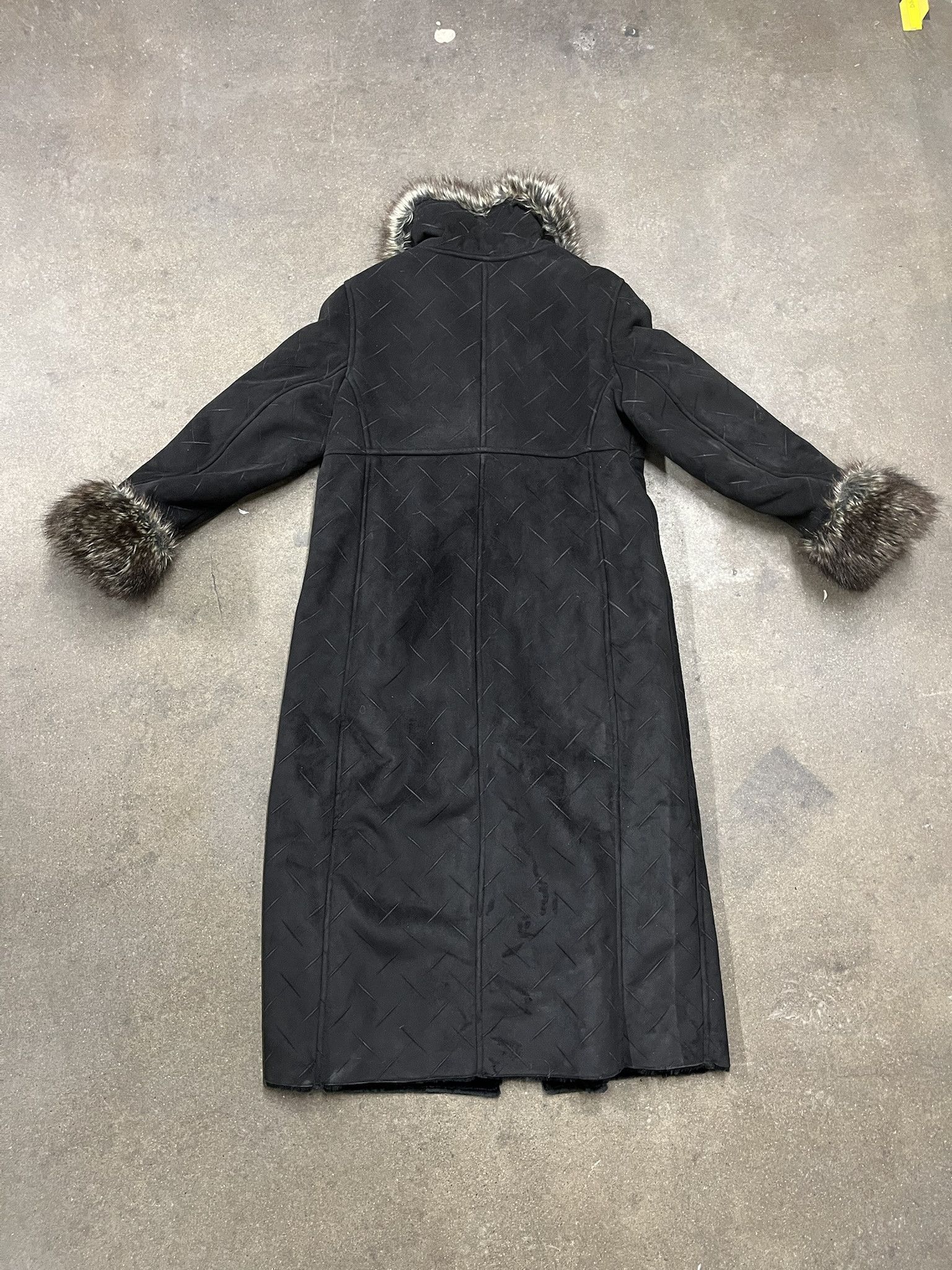 Affliction × JNCO × Vintage Vintage 2000s Fur Collar Y2K Womens Long Coat Faux Suede Jacket Size S Size US S / EU 44-46 / 1 - 3 Thumbnail