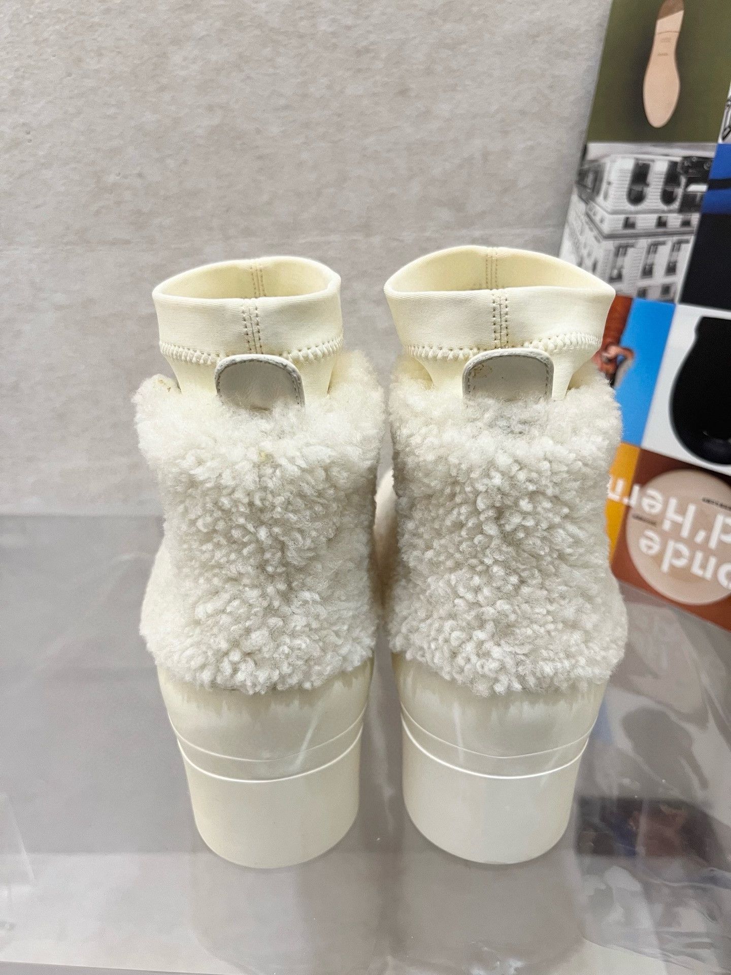 Chanel Chanel White Lamb Wool Thick Platform Short Boots Size US 6 / IT 36 - 3 Thumbnail