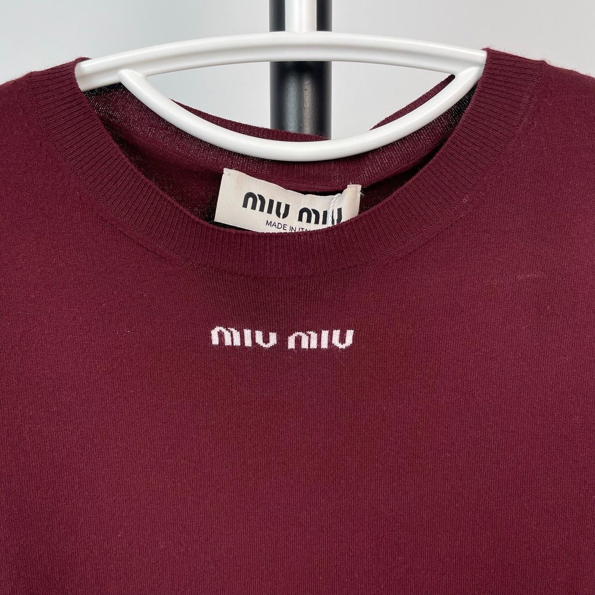 Miu Miu Miumiu Red Round-Neck Short-Sleeve Knit Top Size S / US 4 / IT 40 - 3 Thumbnail