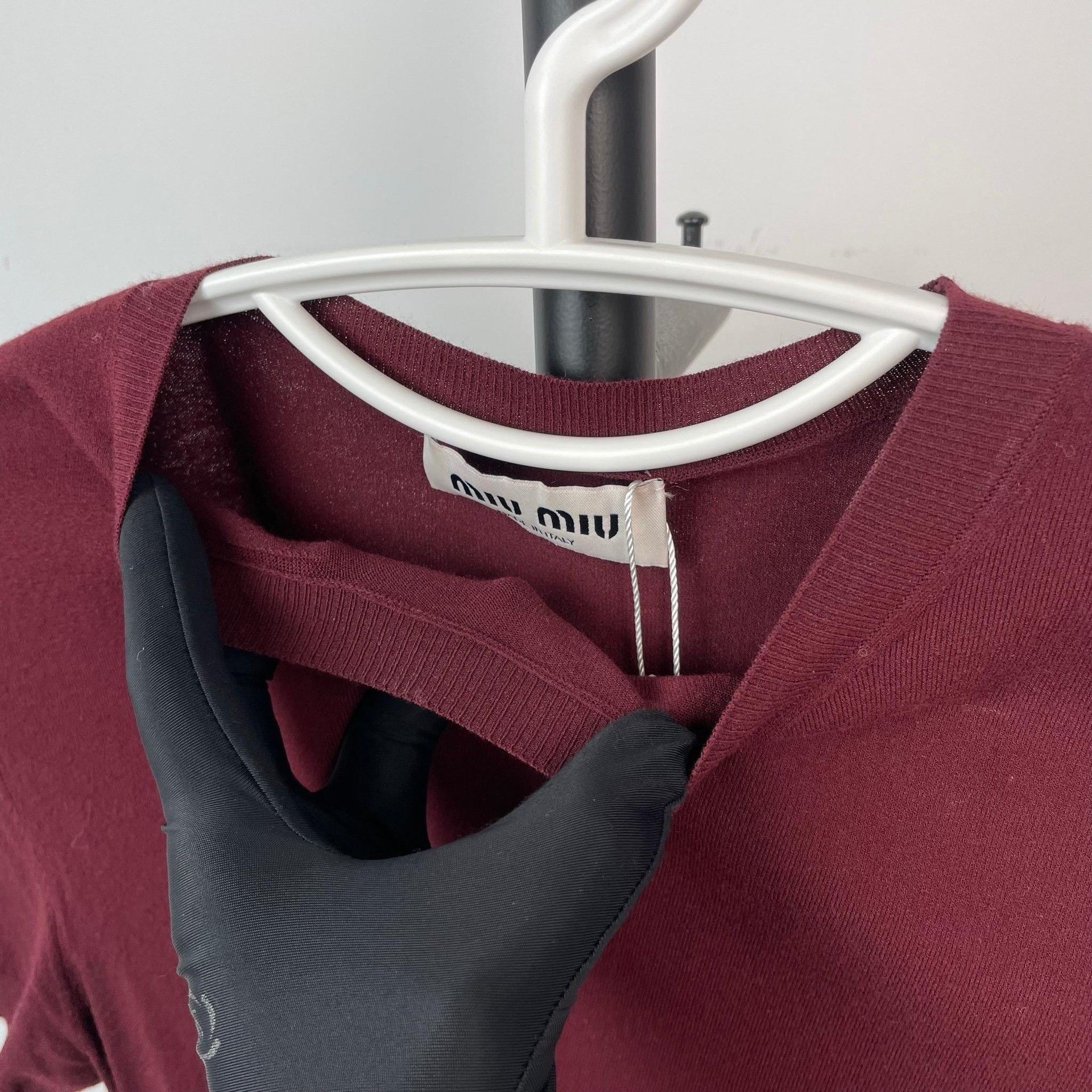 Miu Miu Miumiu Red Round-Neck Short-Sleeve Knit Top Size S / US 4 / IT 40 - 4 Thumbnail