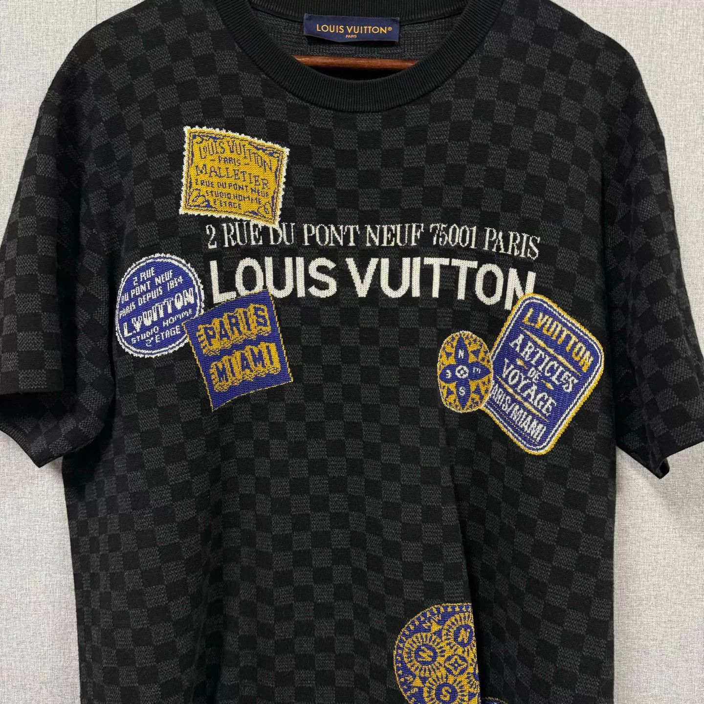Louis Vuitton LV FW25 Logo Checkered Knit Short-Sleeve Size US L / EU 52-54 / 3 - 3 Thumbnail