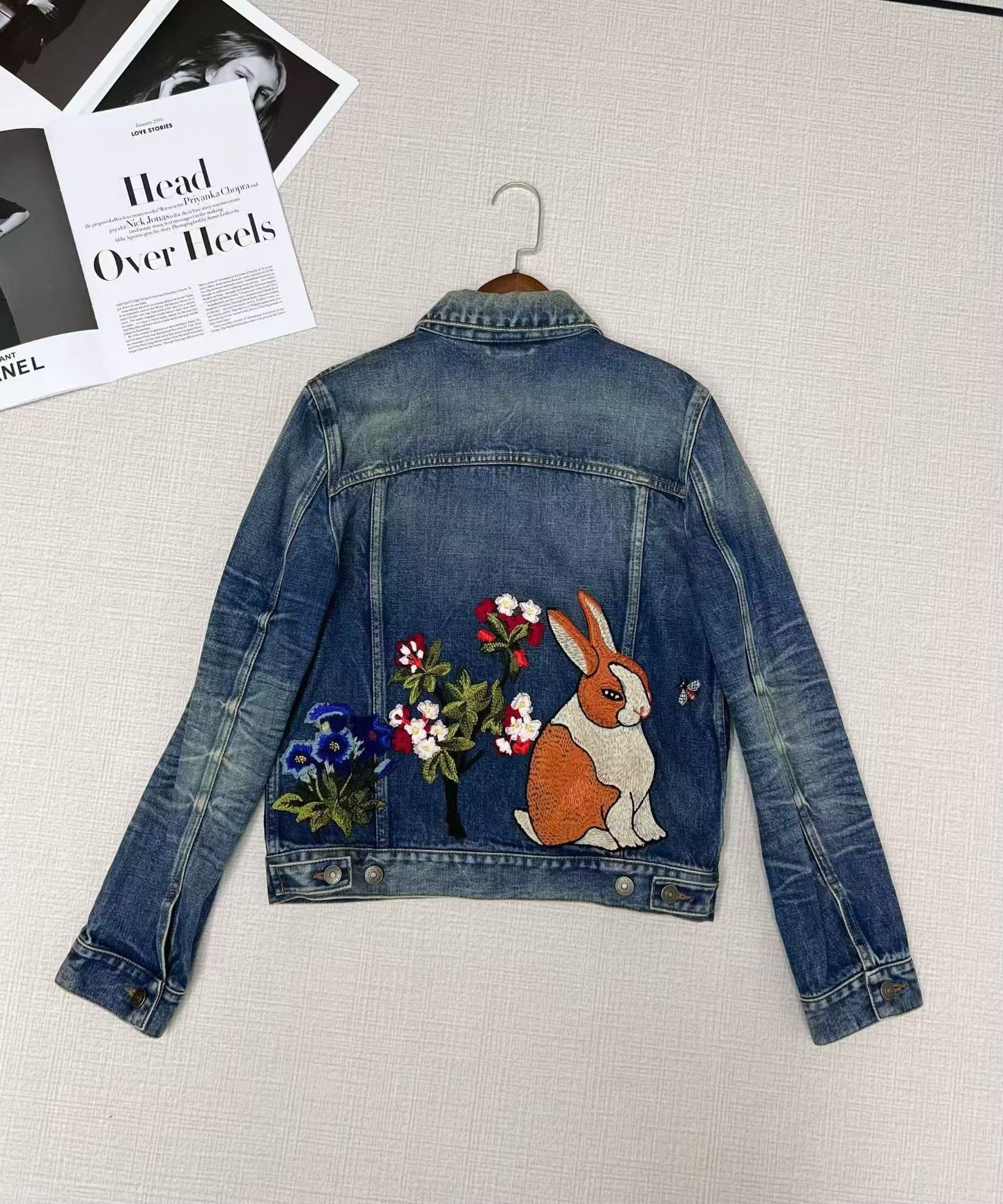 Gucci Gucci Light Blue Floral Denim Jacket Size M / US 6-8 / IT 42-44 - 3 Thumbnail