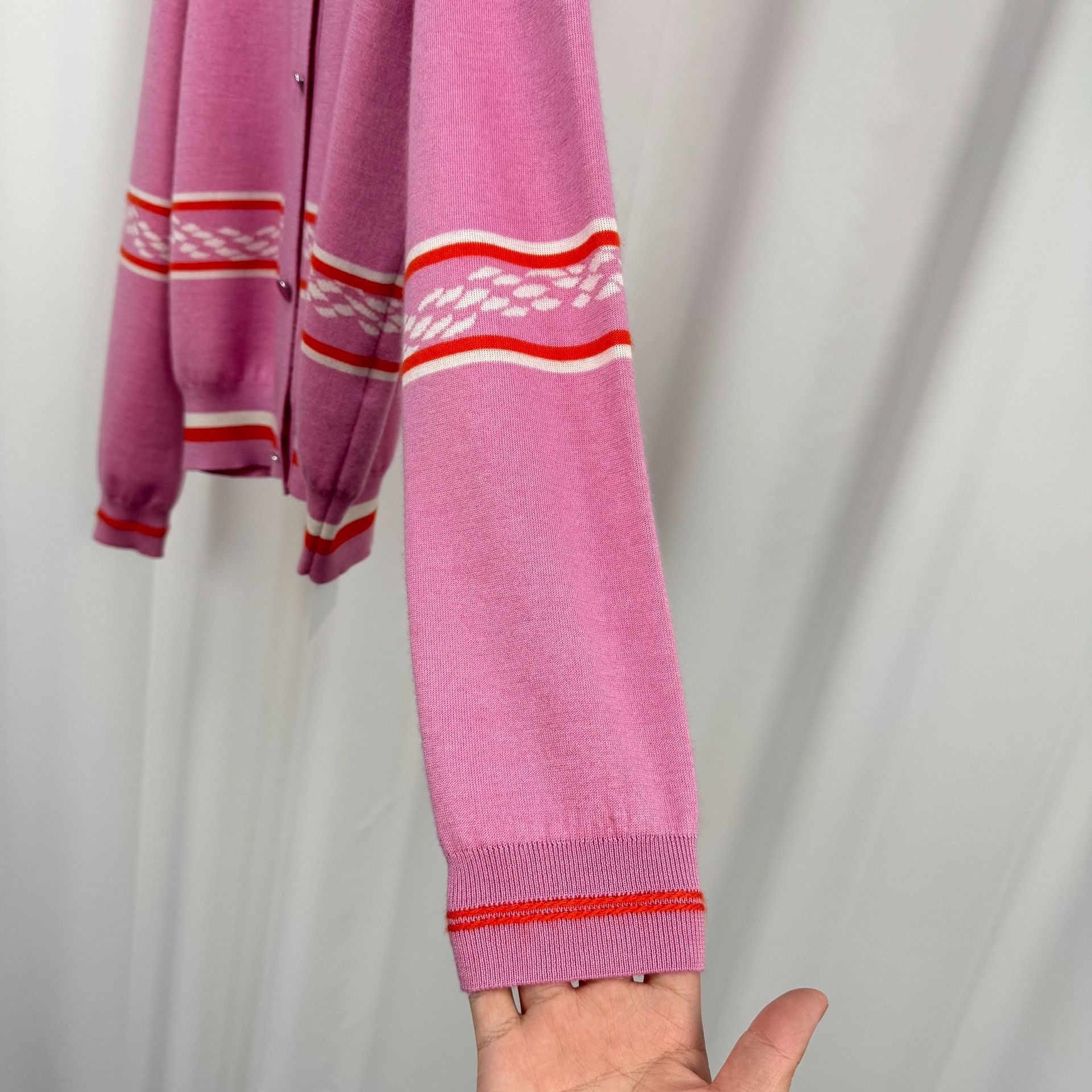 Hermes Hermes Pink Cashmere Stripe Cardigan Size S / US 4 / IT 40 - 4 Thumbnail