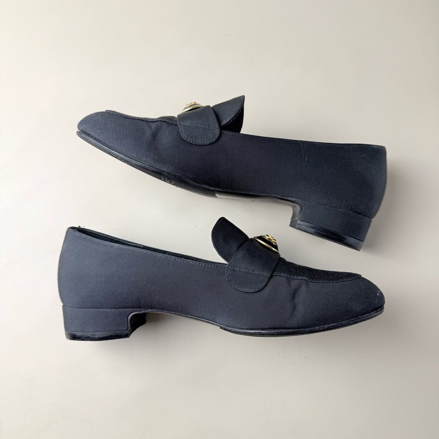 Chanel Chanel Dark Blue Gold Logo Loafers Size US 4 / IT 34 - 5 Thumbnail