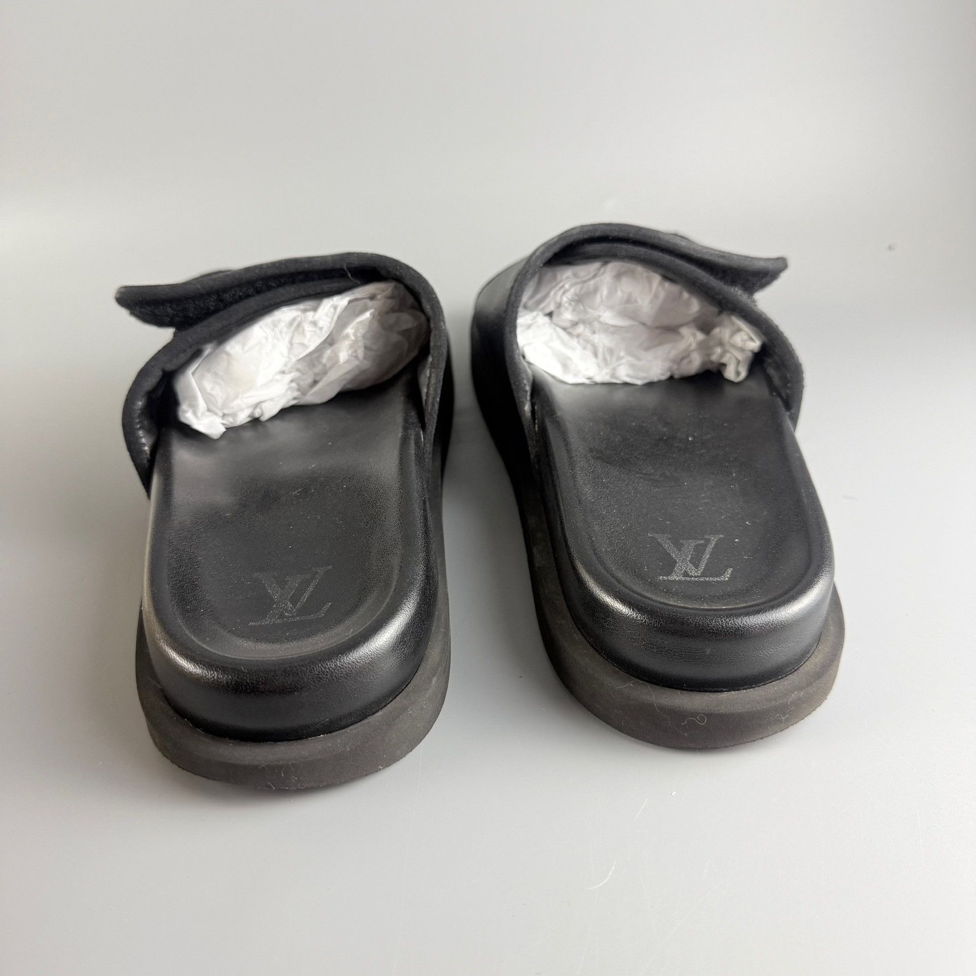 Louis Vuitton LV Black Monogram Velcro Slippers Size US 8 / EU 41 - 3 Thumbnail