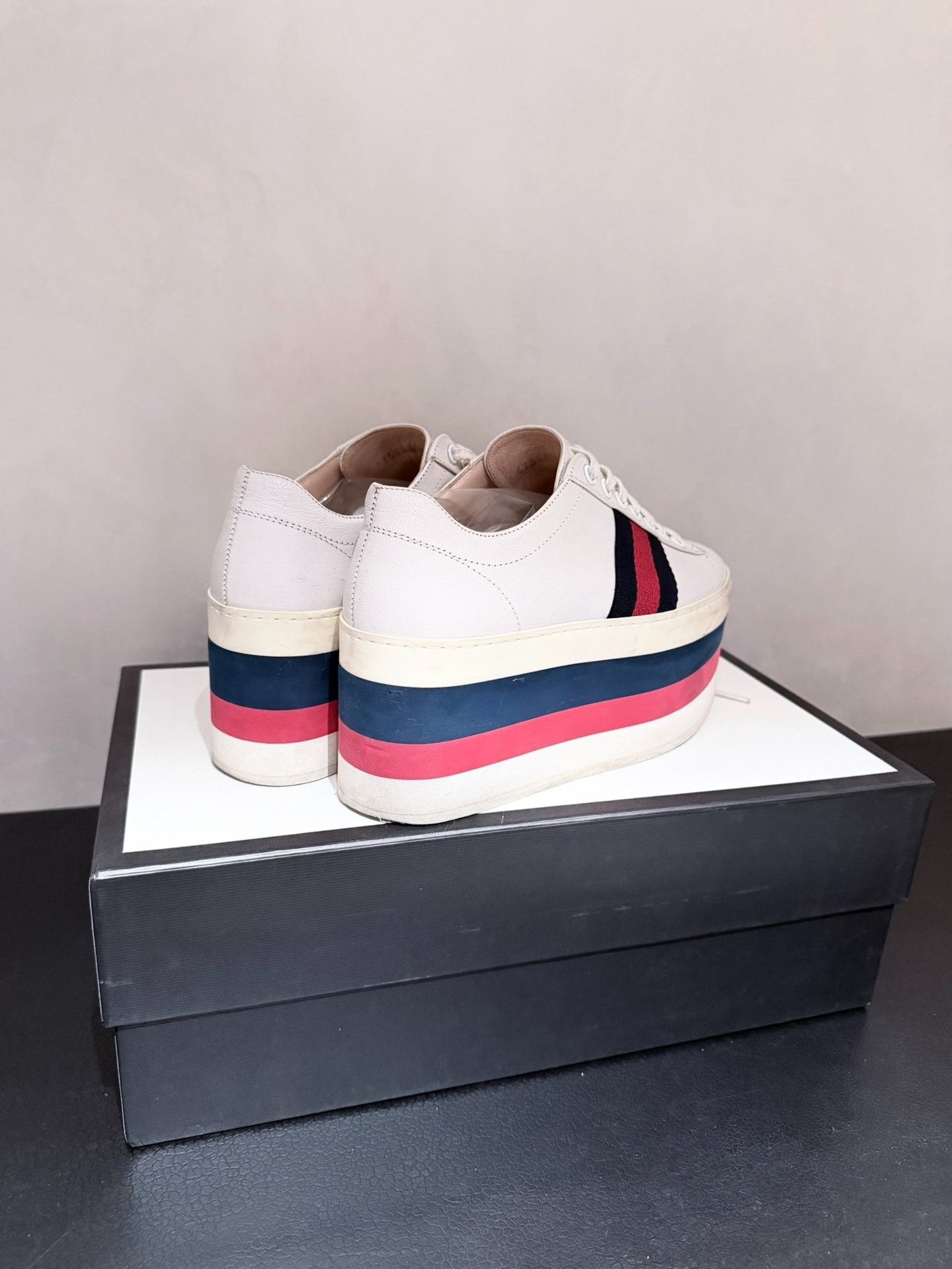 Gucci Gucci White Striped 8cm Platform Shoes Size US 4.5 / IT 34.5 - 2 Thumbnail