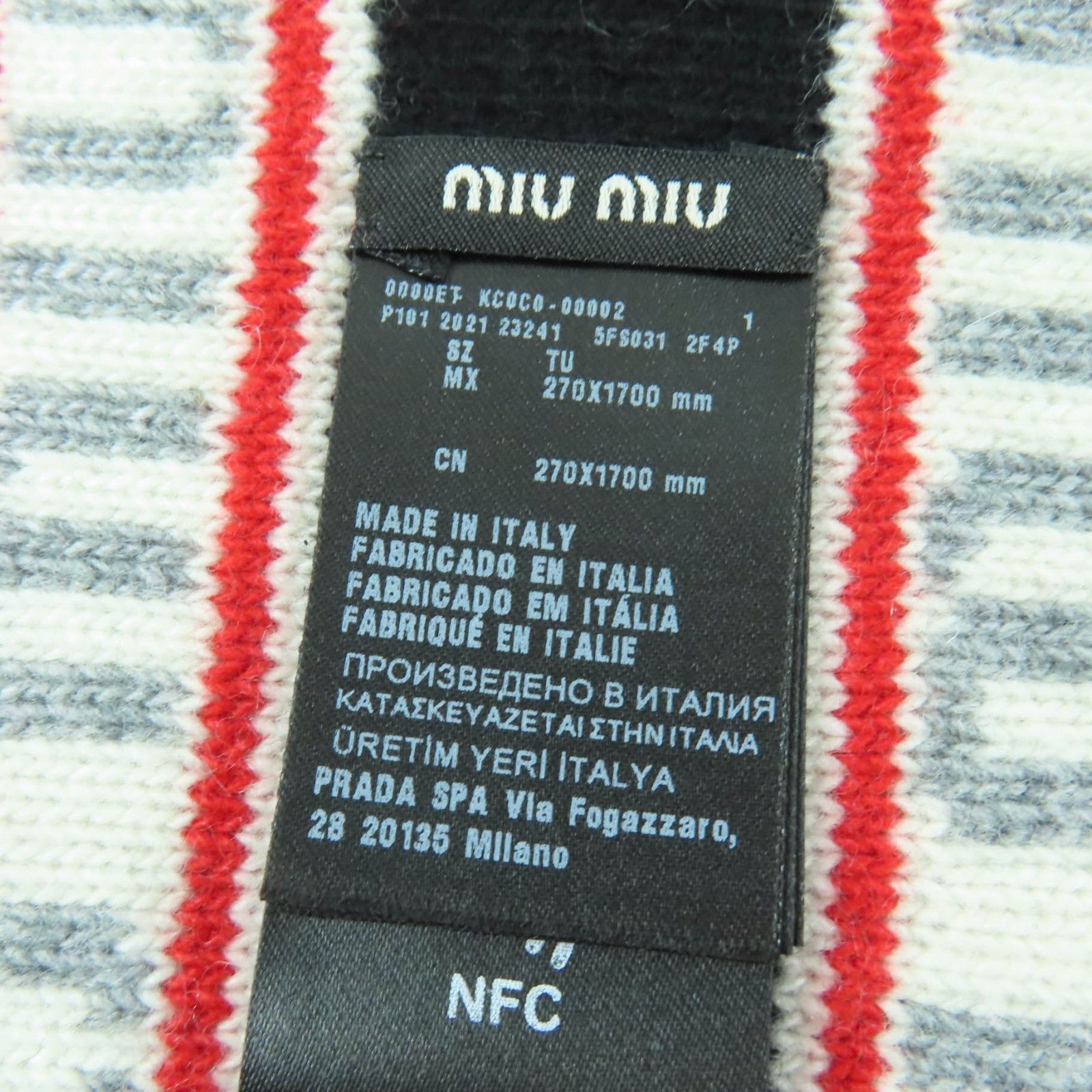 Miu Miu Miu Miu MIUMIU Virgin wool Scarf Textile Scarf DUTY FREE for USA Size ONE SIZE - 5 Thumbnail