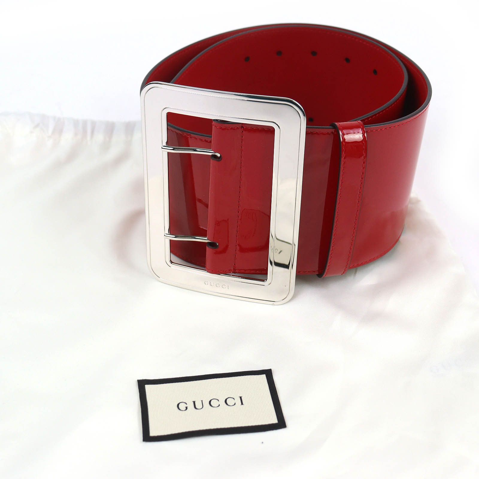 Gucci Gucci Wide Patent Leather Belt Leather Belt 718505 