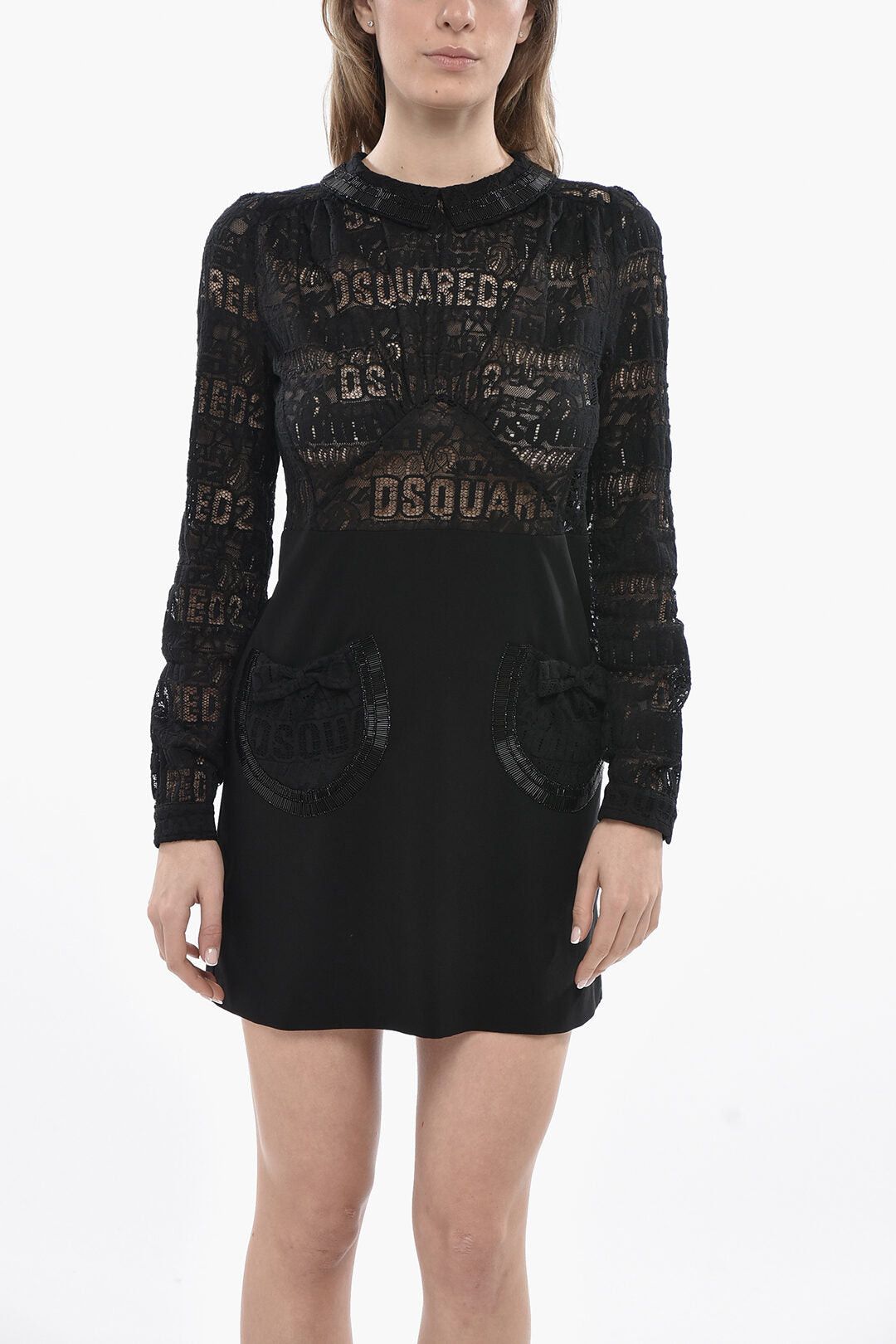 Dsquared2 Lace Mini Shirt Dress with Patch Pockets Size S / US 4 / IT 40 - 4 Thumbnail