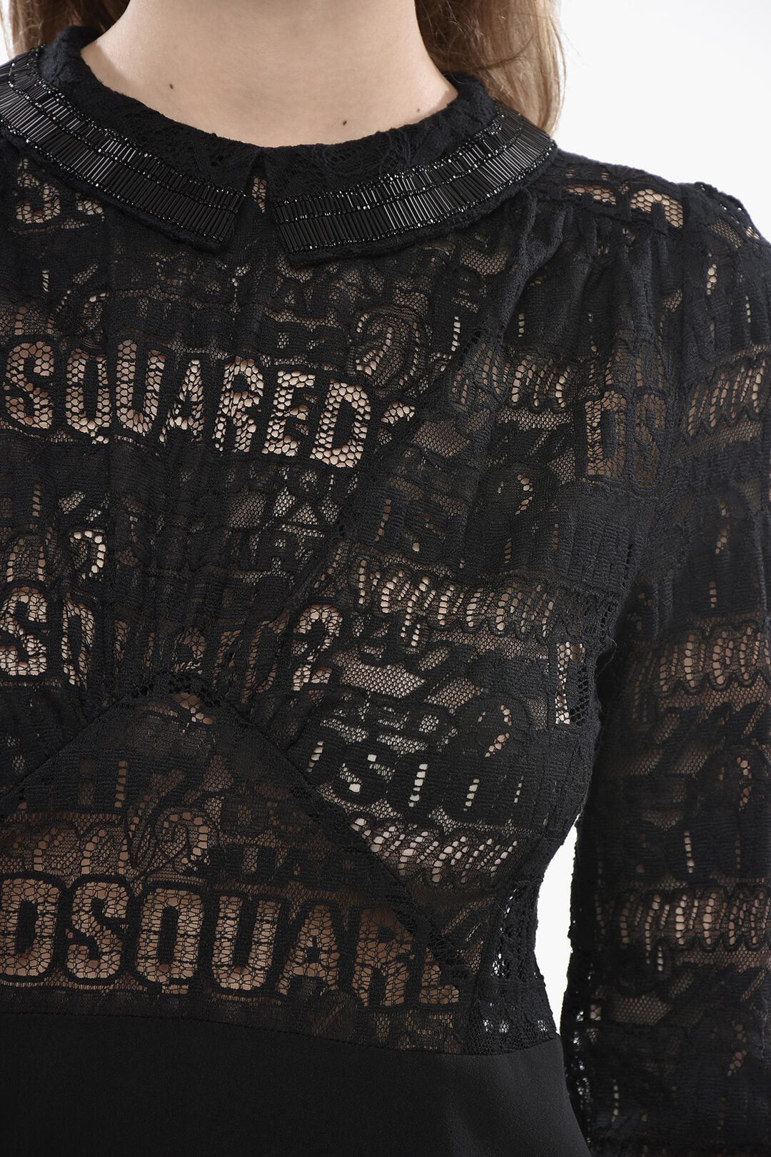 Dsquared2 Lace Mini Shirt Dress with Patch Pockets Size XS / US 0-2 / IT 36-38 - 3 Thumbnail
