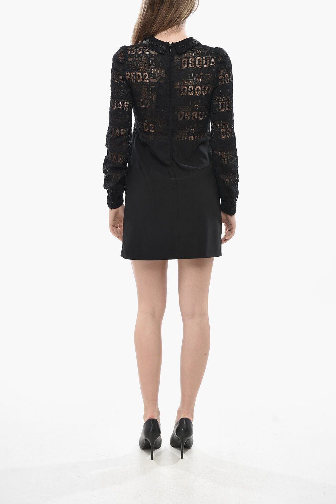 Dsquared2 Lace Mini Shirt Dress with Patch Pockets Size XS / US 0-2 / IT 36-38 - 2 Thumbnail