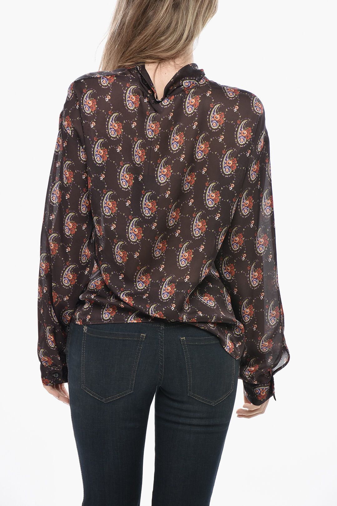 Dsquared2 Tie-Neck Blouse with Paisley and Floral Pattern and Asymmetric Buttoning Size M / US 6-8 / IT 42-44 - 2 Thumbnail