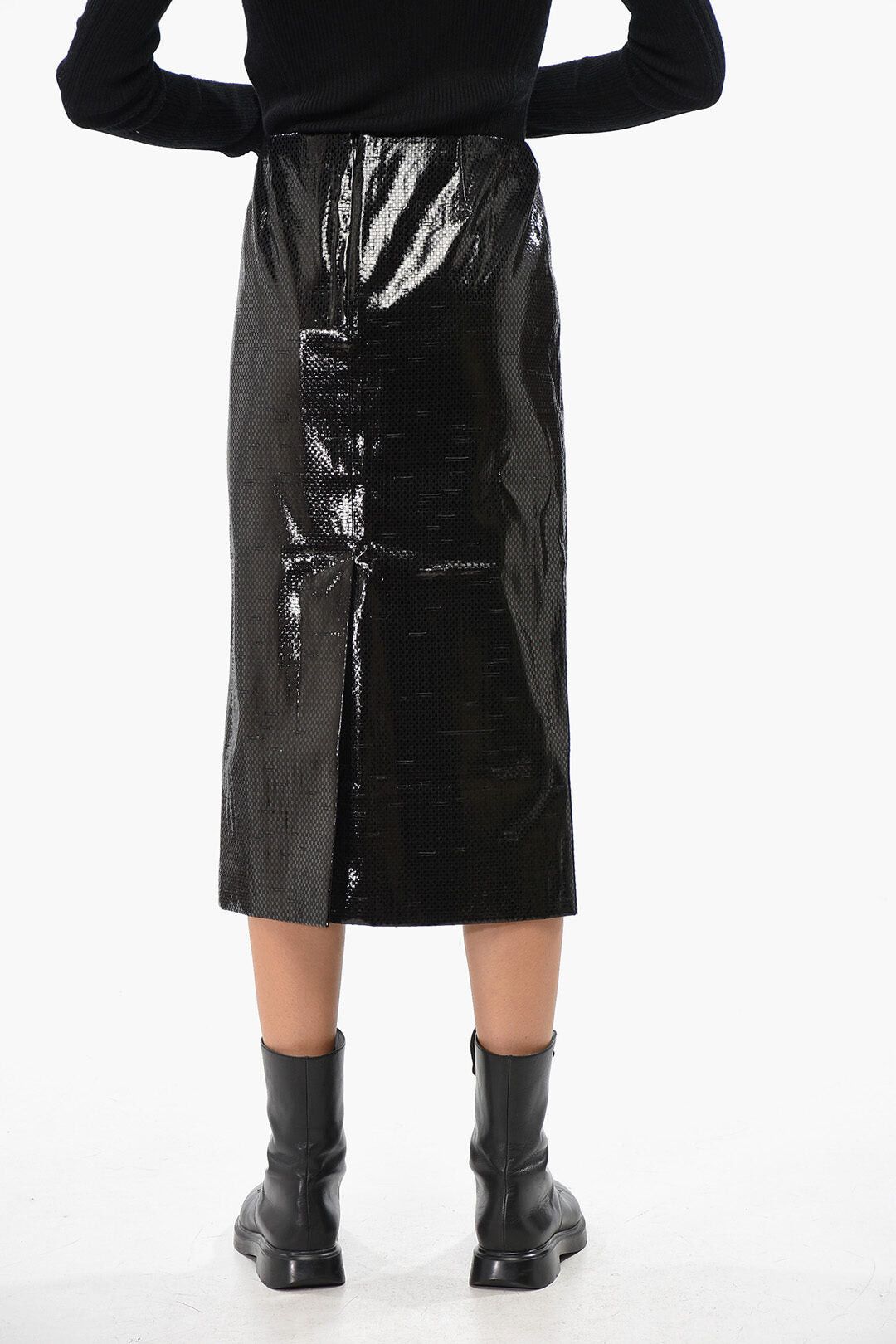 Alexander McQueen Silk Sheath Longuette TARPAULIN with Slit Size S / US 4 / IT 40 - 2 Thumbnail