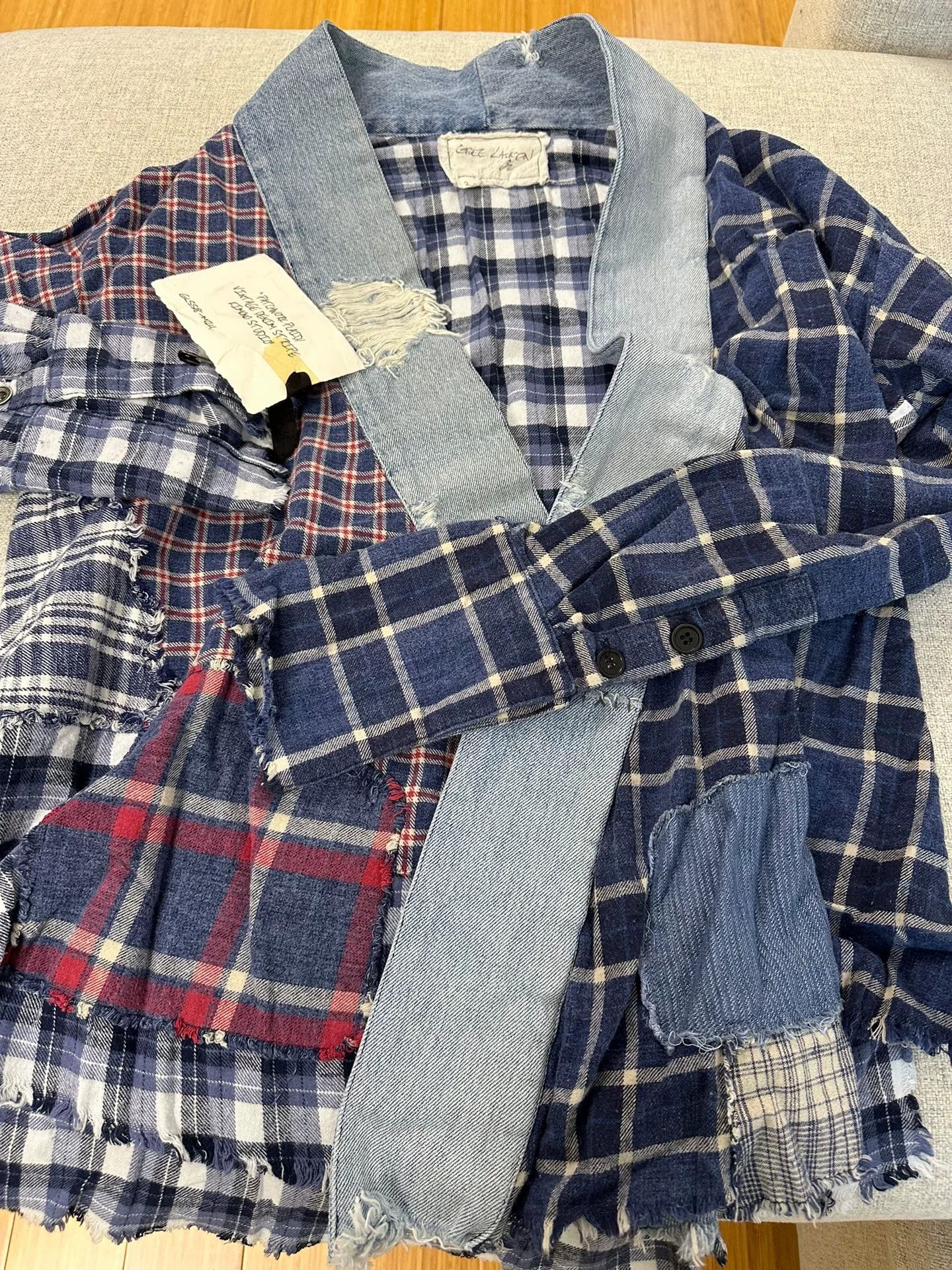 Greg Lauren Check Shirt Jacket