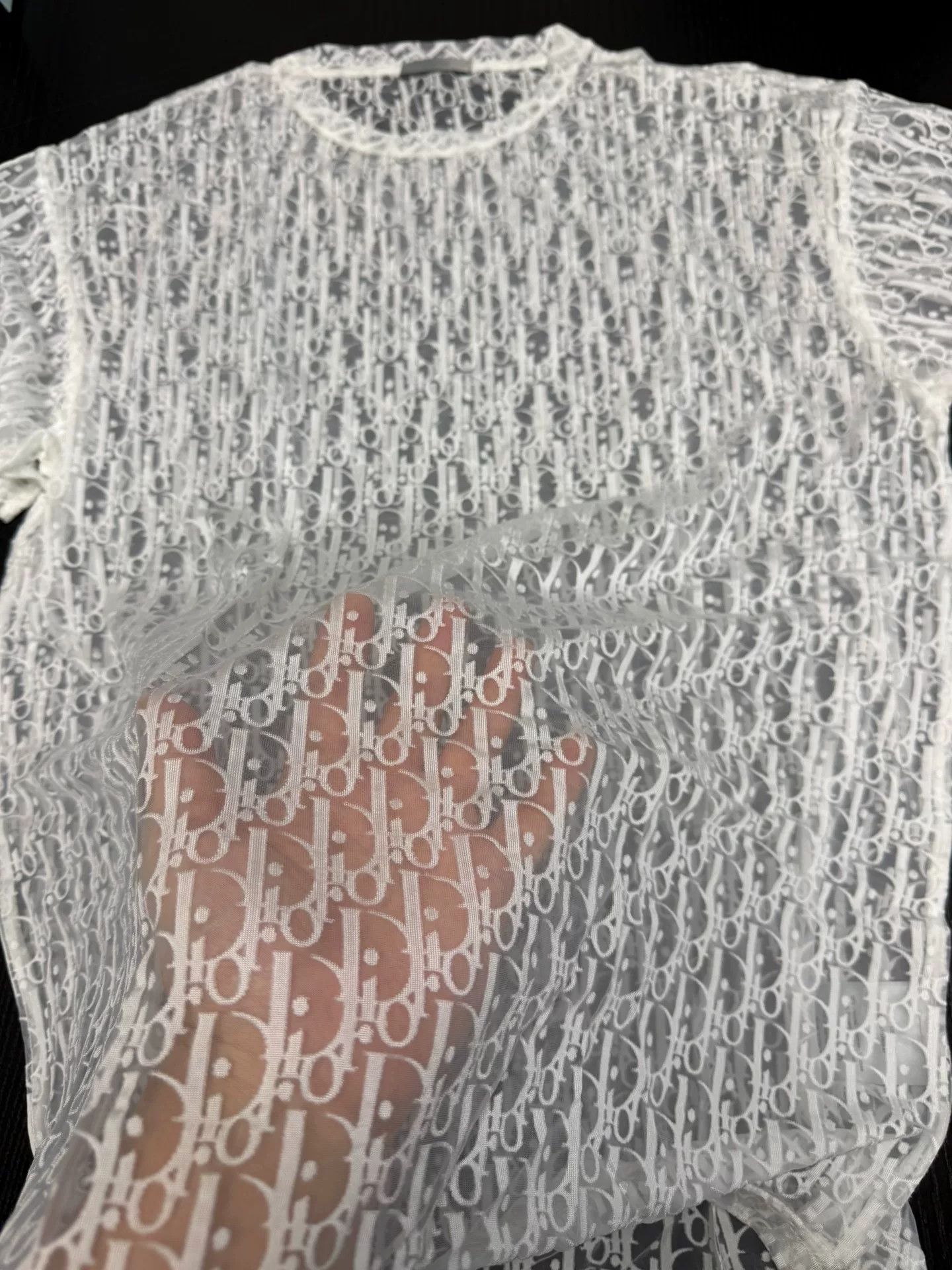Dior Dior Sheer Monogram Embroidered Mesh T-shirt Size XL / US 12-14 / IT 48-50 - 5 Thumbnail